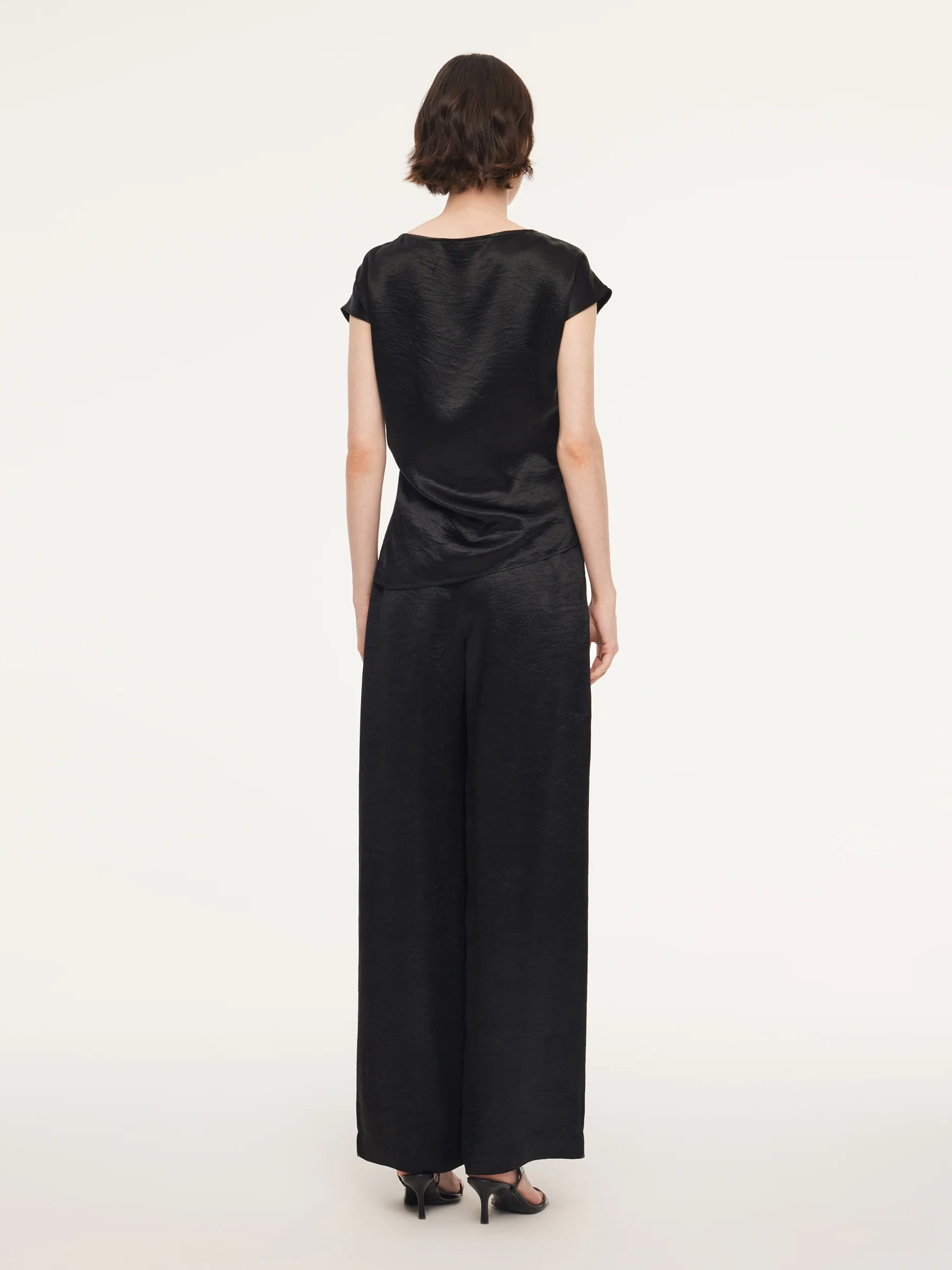 100% Acetate Ruched Side Top And Pants Two-Piece Set - Image 3