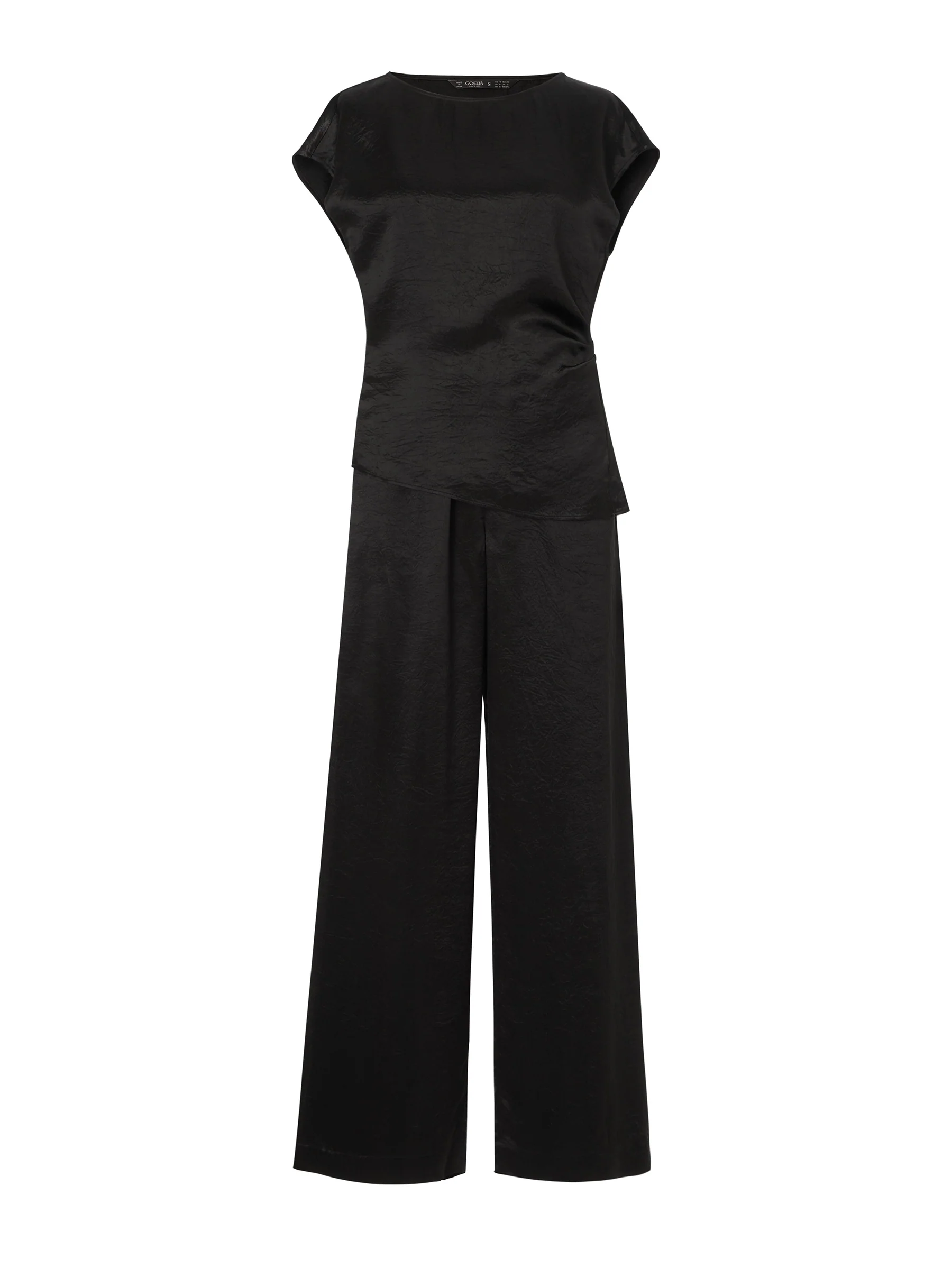 100% Acetate Ruched Side Top And Pants Two-Piece Set - Image 7