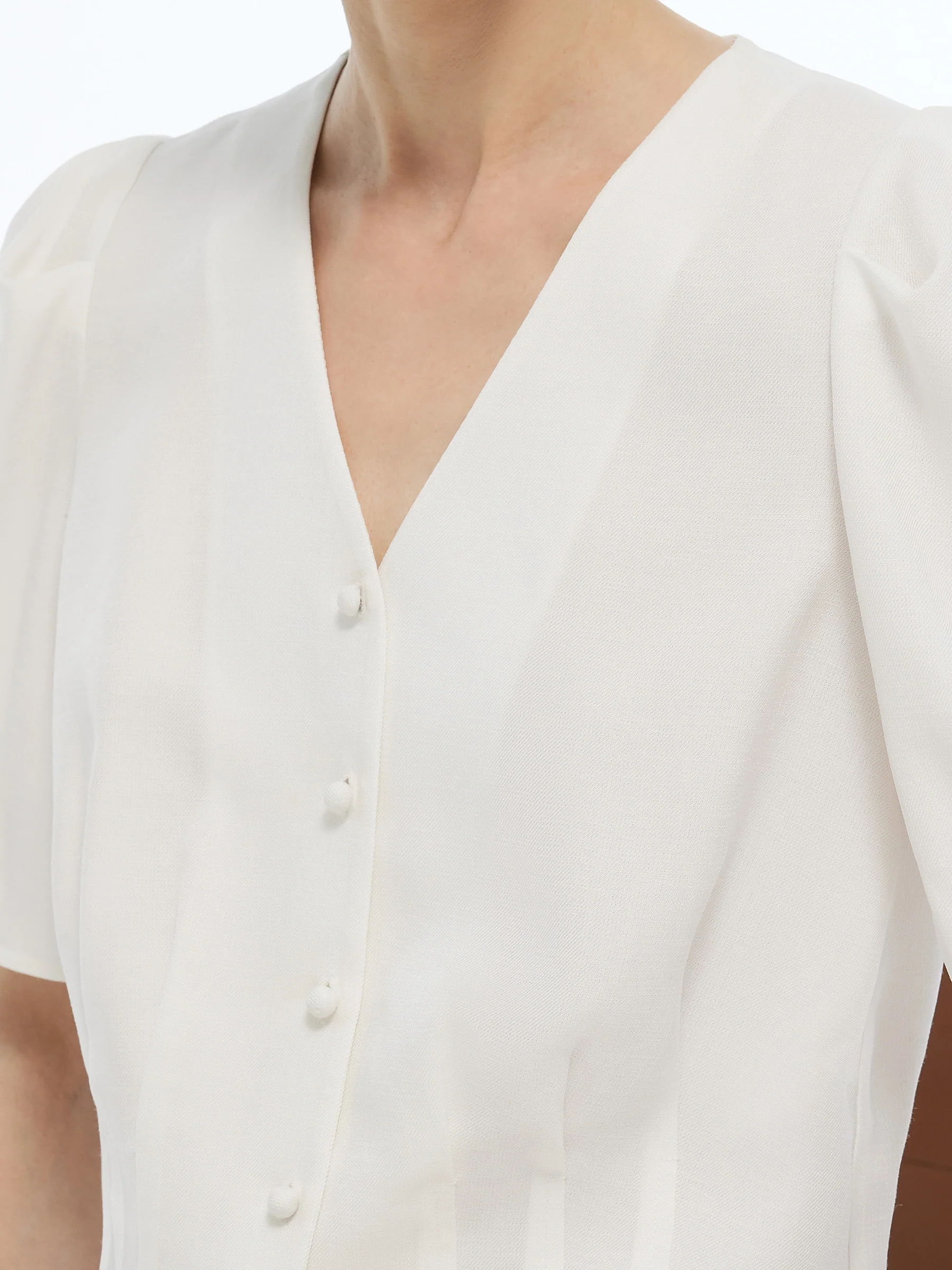 100% Acetate V-Neck Women Shirt - Image 5