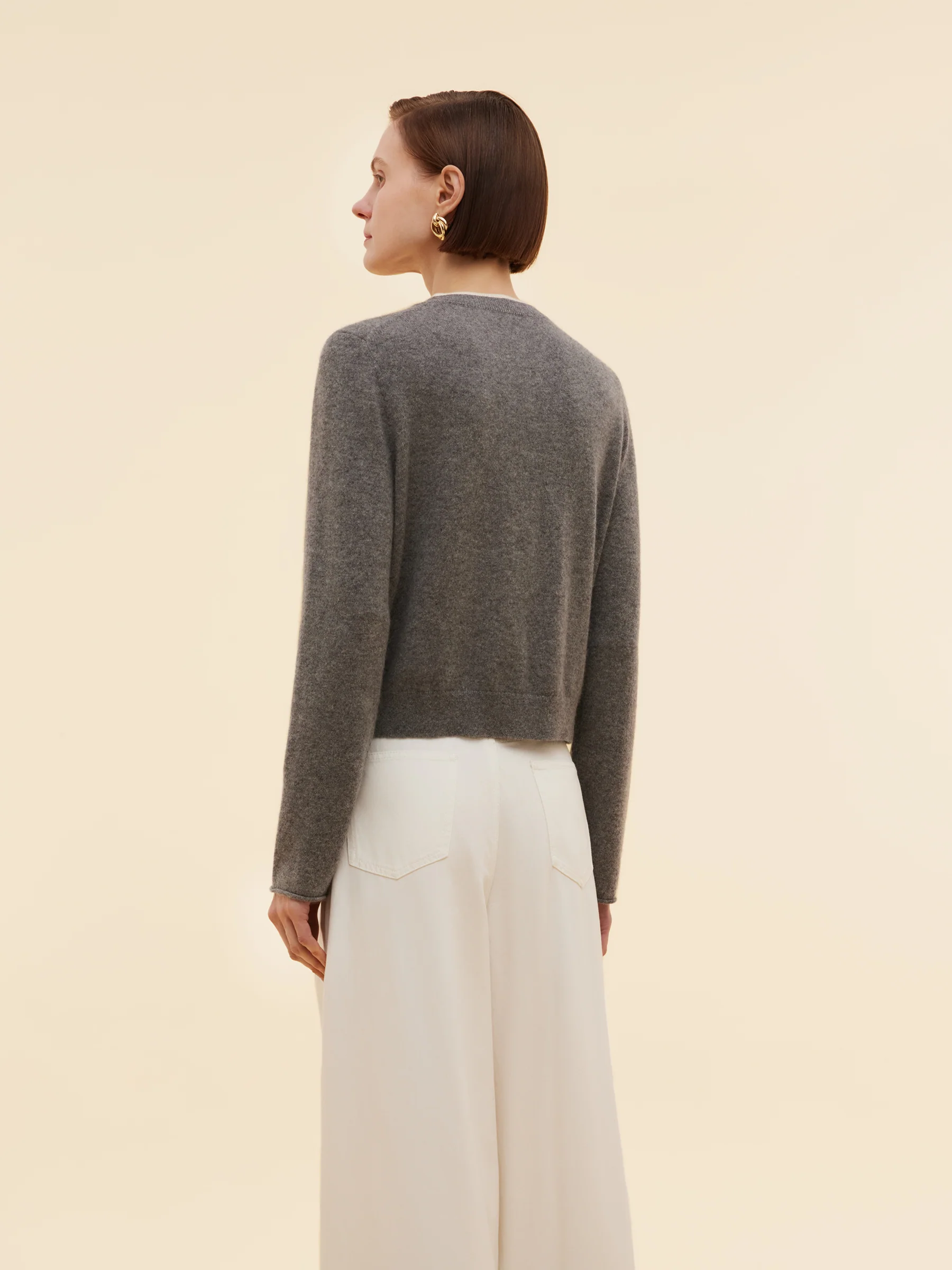 100% Cashmere Faux Two-Piece Women Cardigan - Image 4