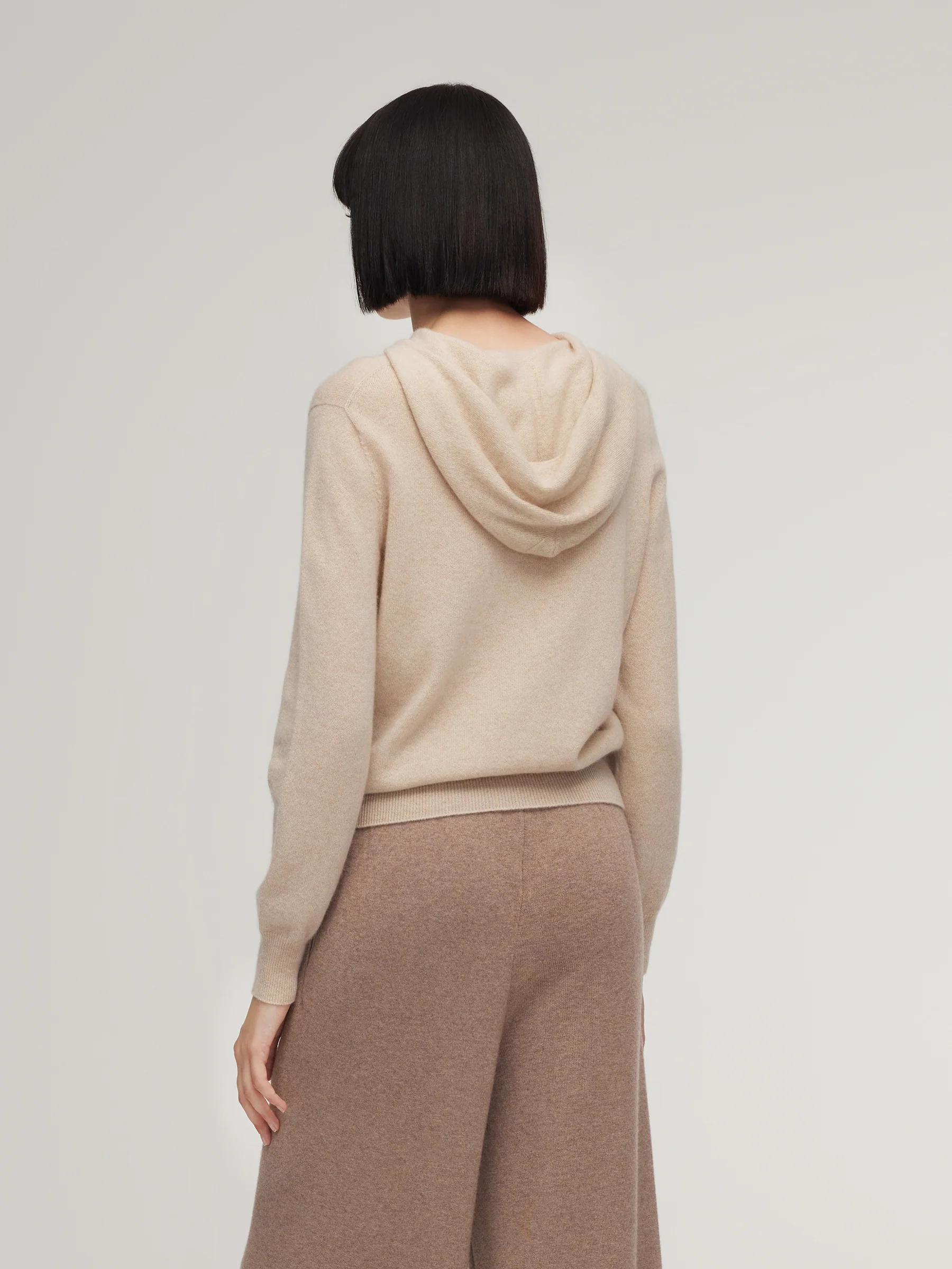 100% Cashmere Half-Zip Women Hooded Sweater - Image 3
