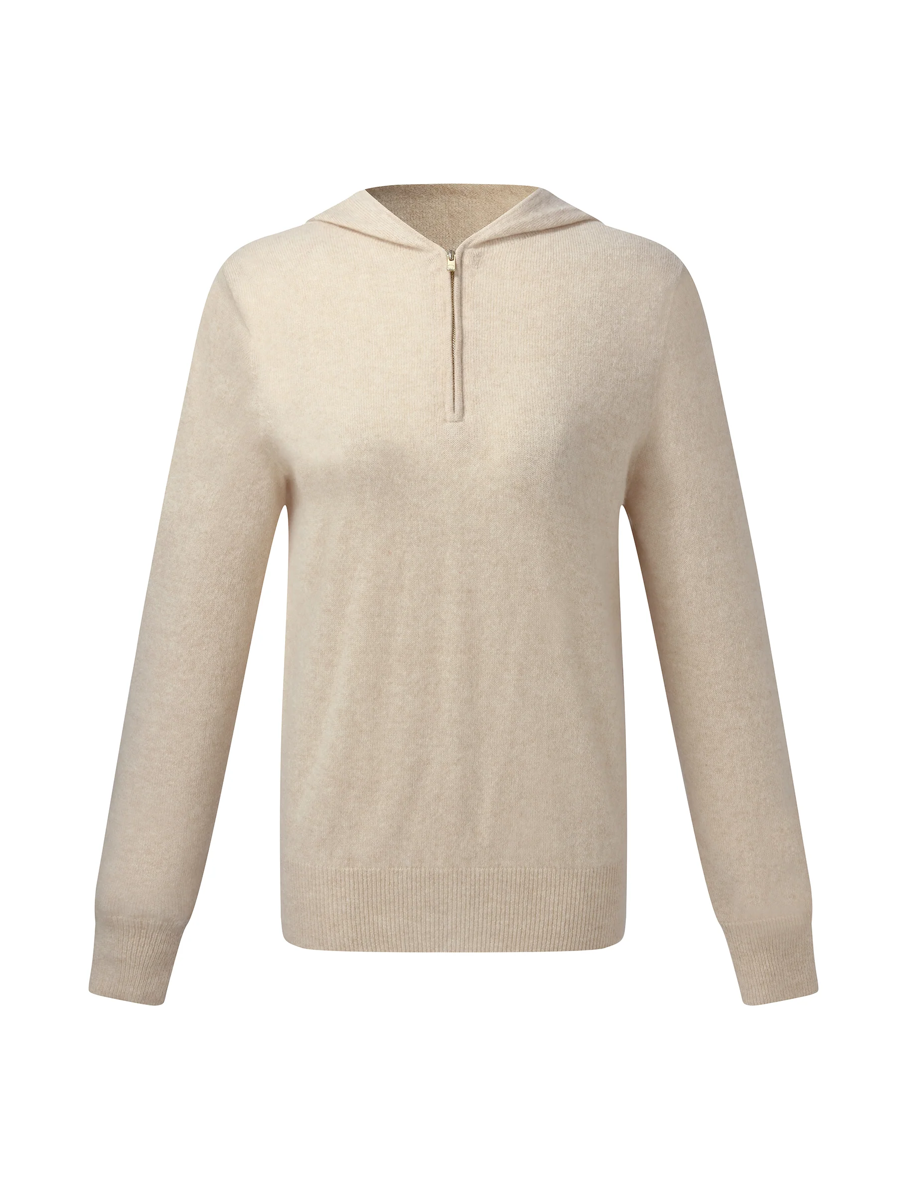 100% Cashmere Half-Zip Women Hooded Sweater - Image 7