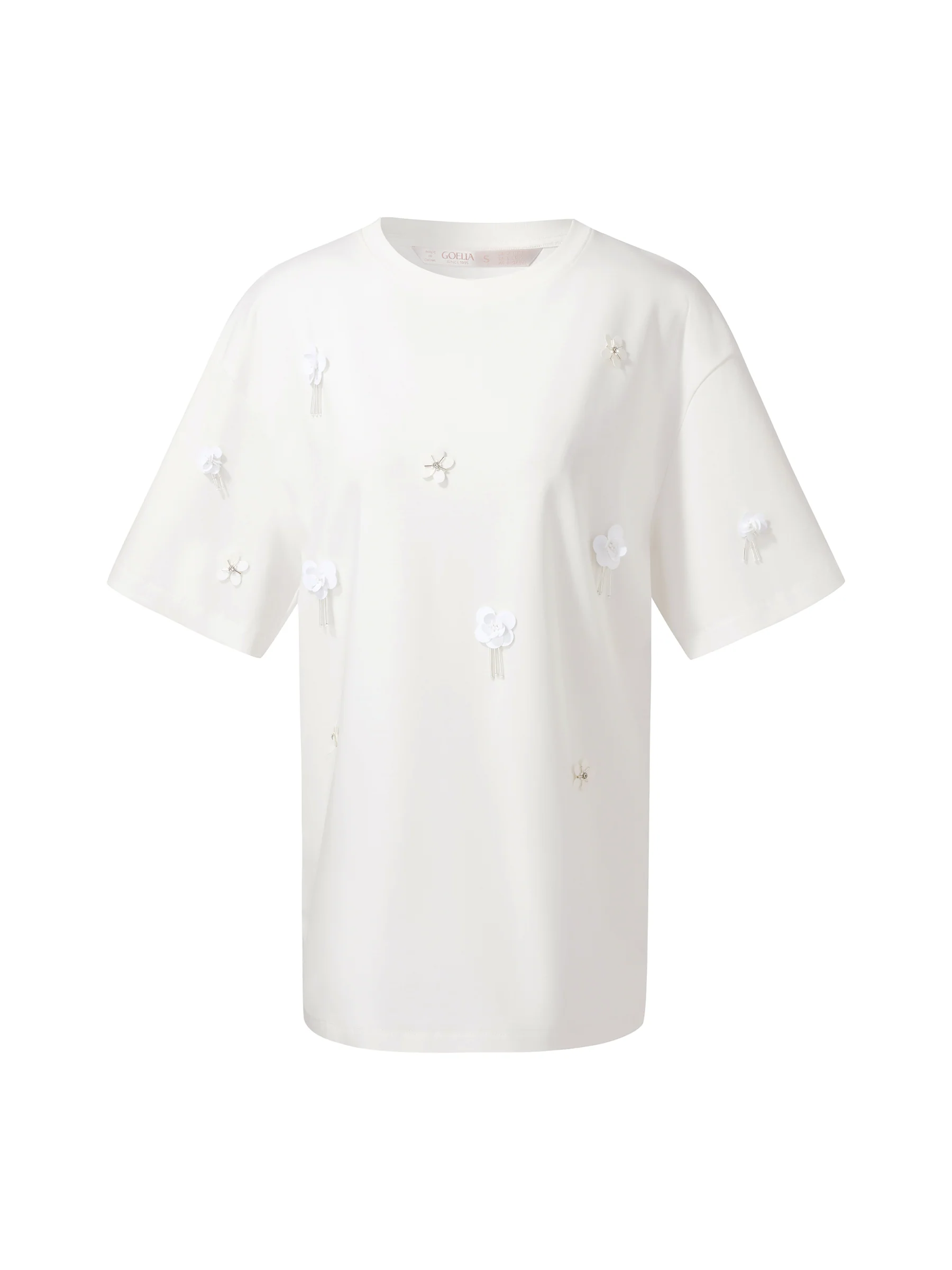 100% Cotton 3D Floral Beaded Women T-Shirt - Image 7