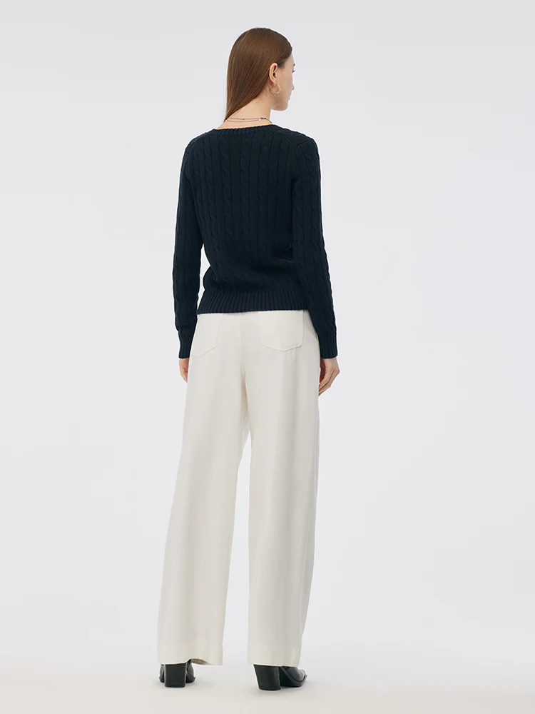 100% Cotton Cable Knit Women Sweater - Image 3