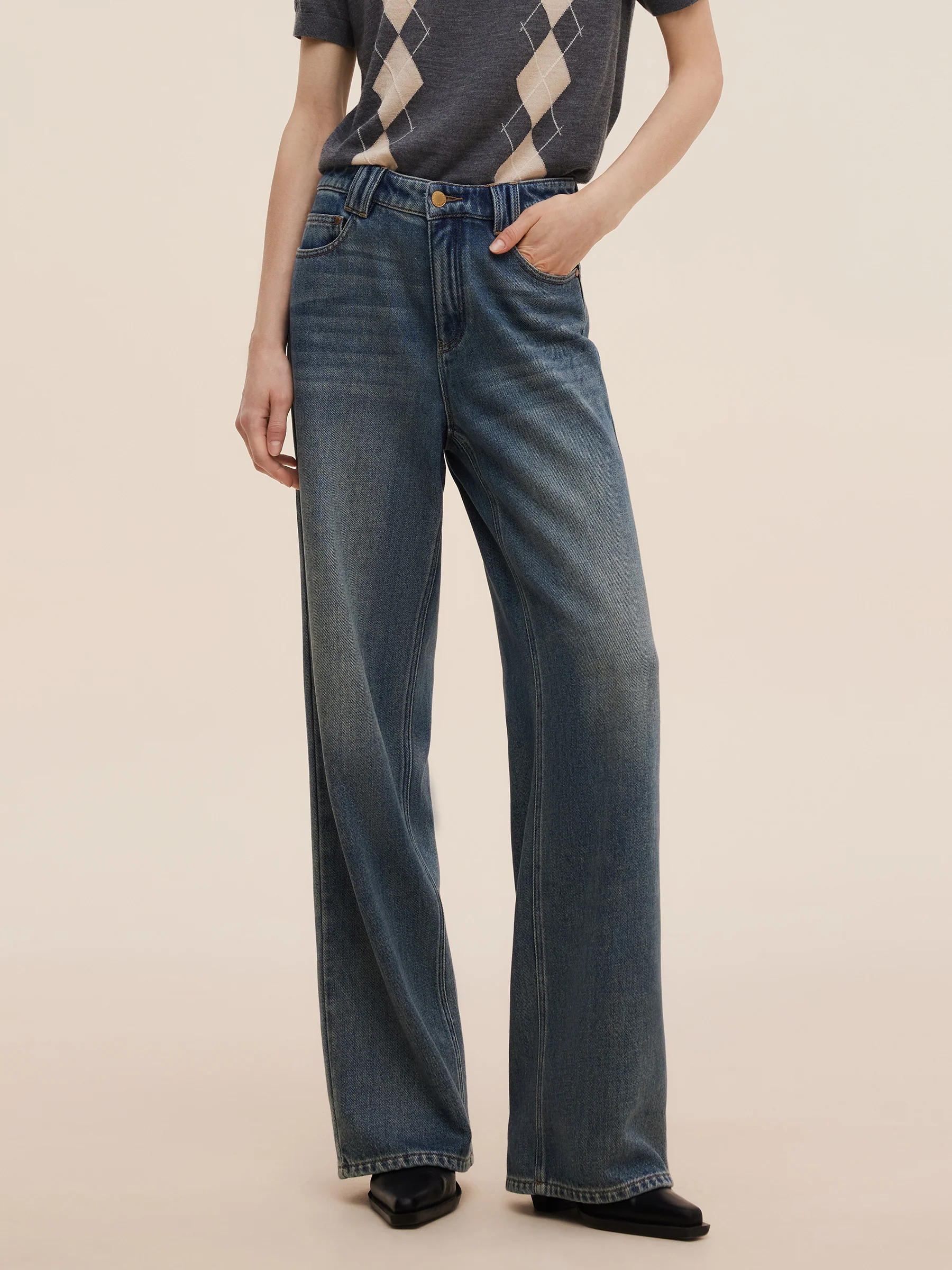 100% Cotton Denim Women Straight Leg Jeans