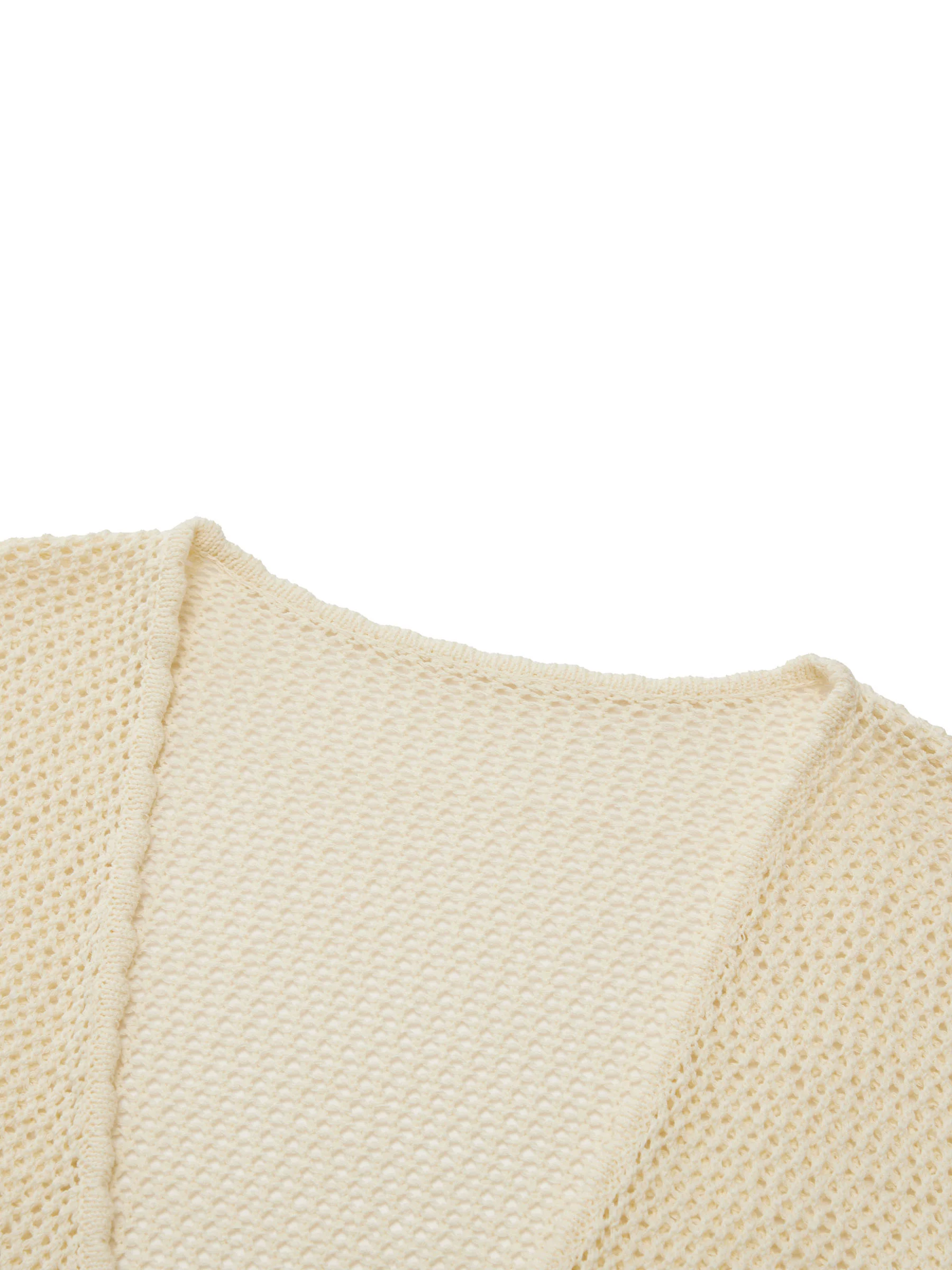 100% Cotton Openwork Tie Front Women Cardigan - Image 7