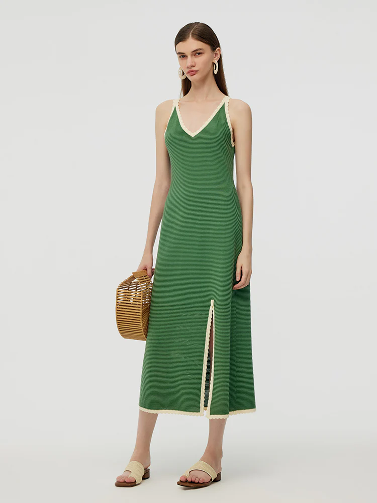 100% Cotton Slit Women Strap Maxi Dress - Image 2