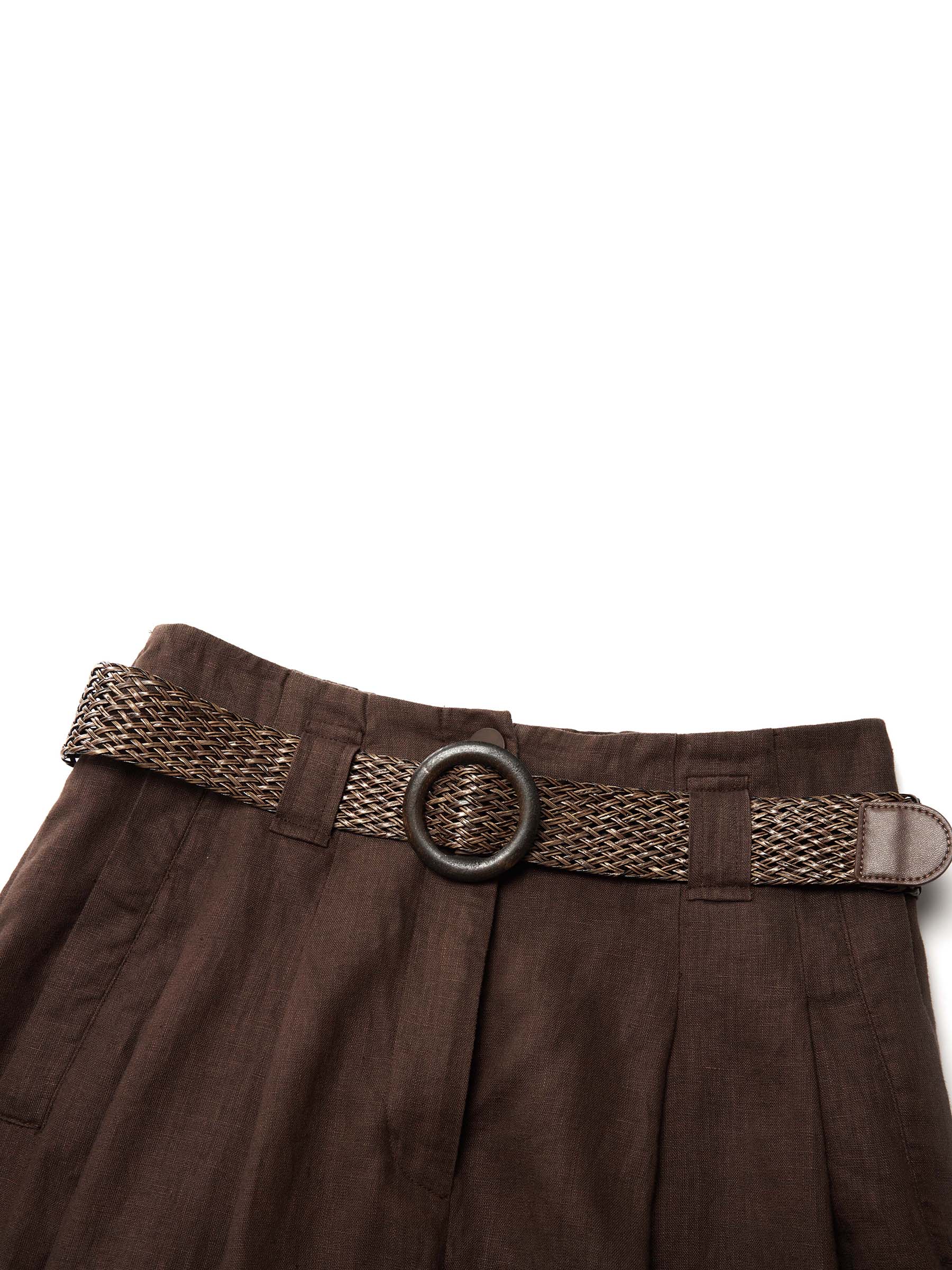 100% Linen A-Line Women Skirt With Braided Belt - Image 8