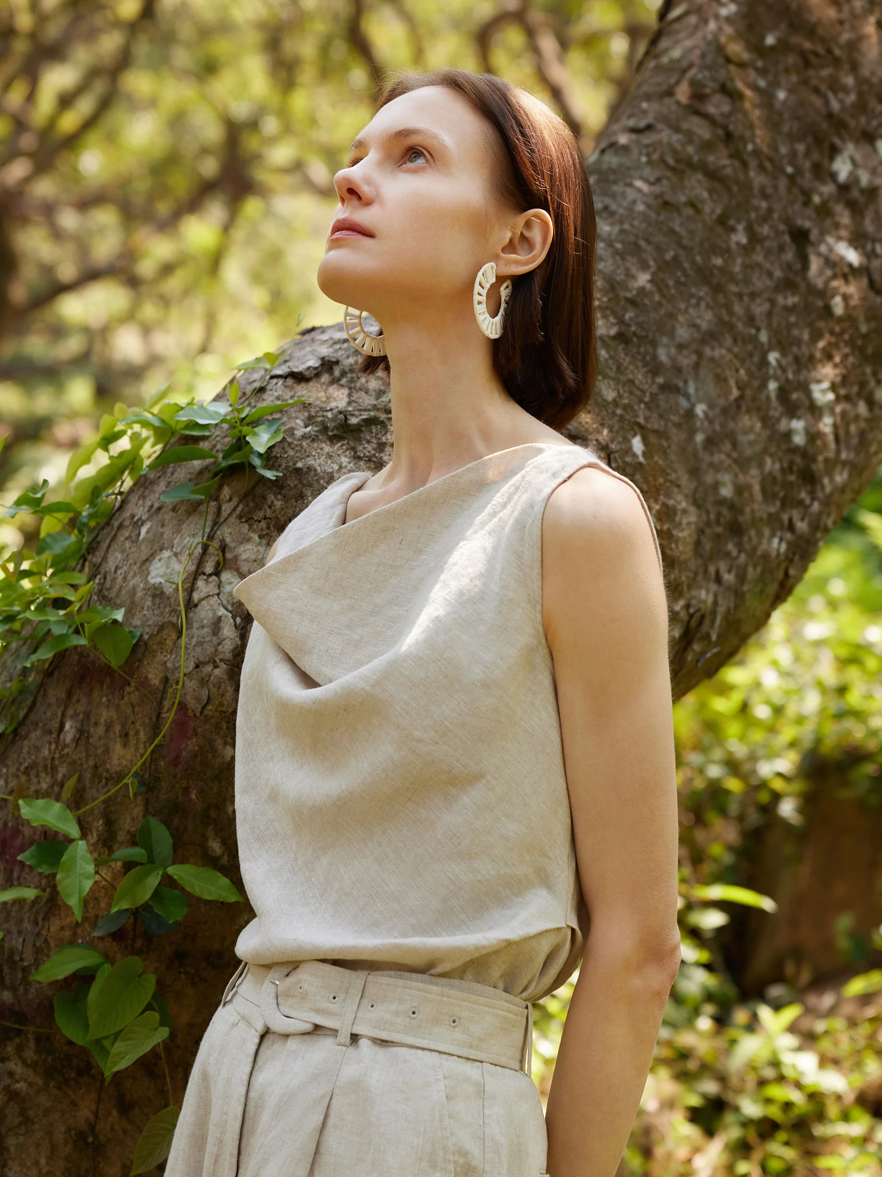 100% Linen Cowl Neck Women Tank Top - Image 5