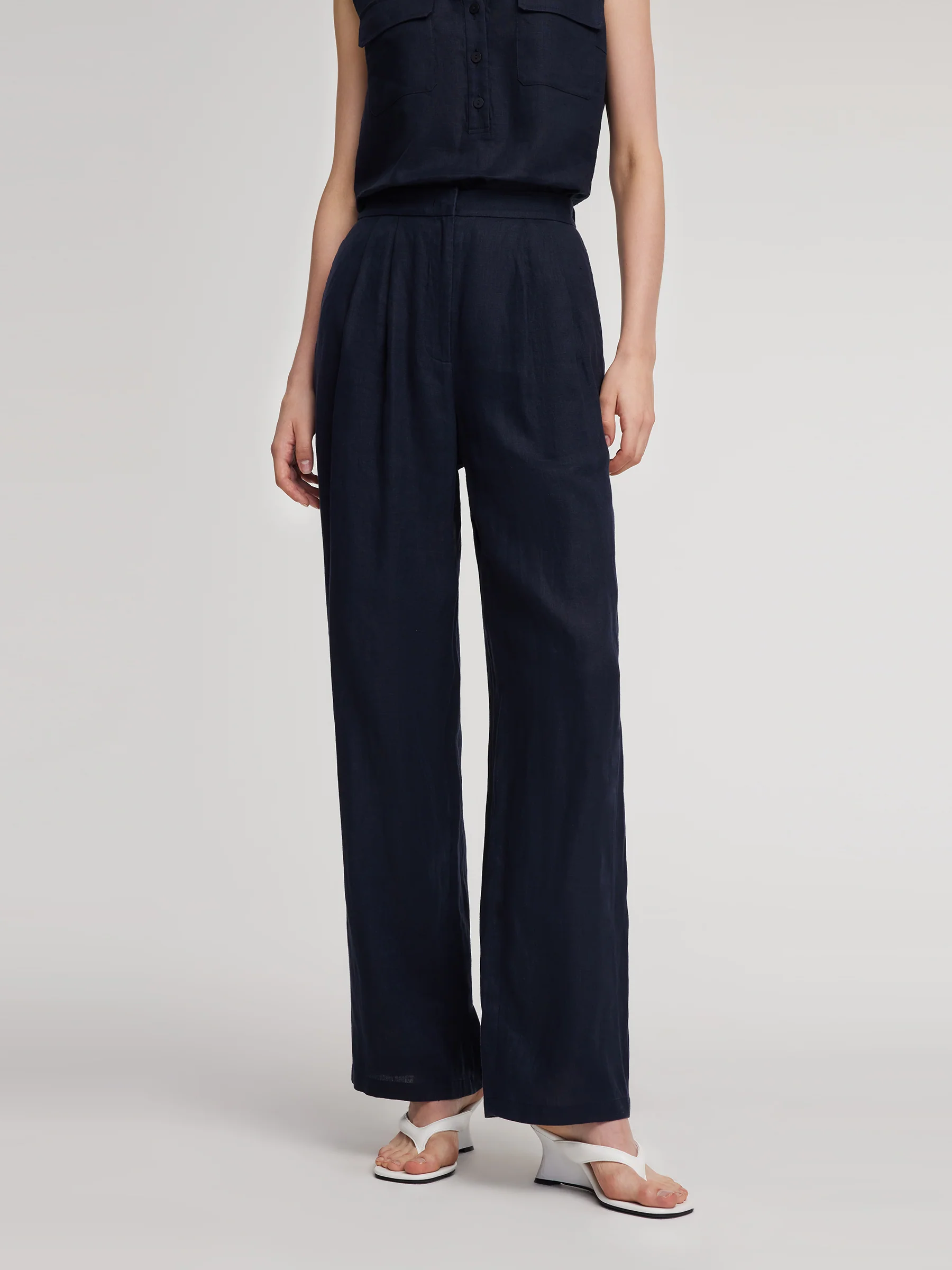 100% Linen Straight Leg Women Pants