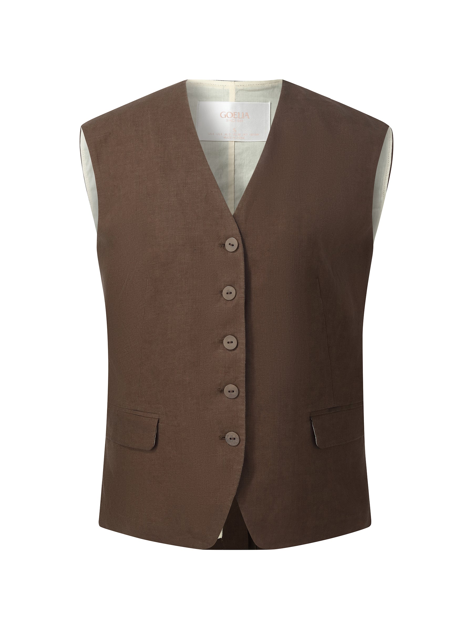 100% Linen Women V-Neck Vest - Image 7