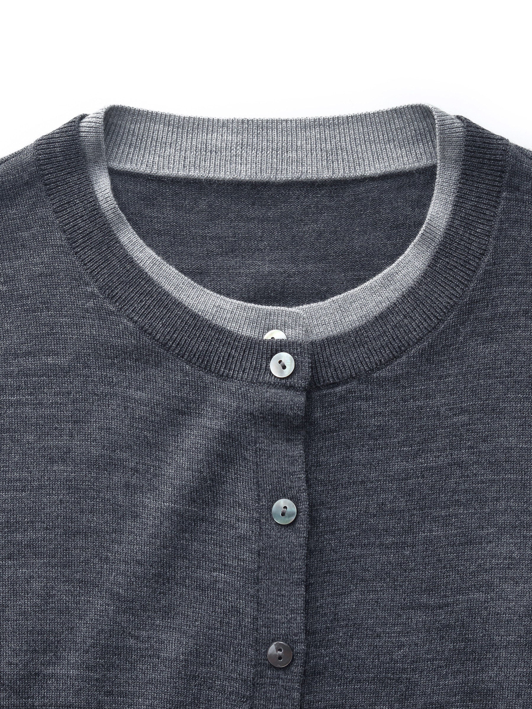 100% Machine Washable Wool Faux-Layered Women Cardigan - Image 17