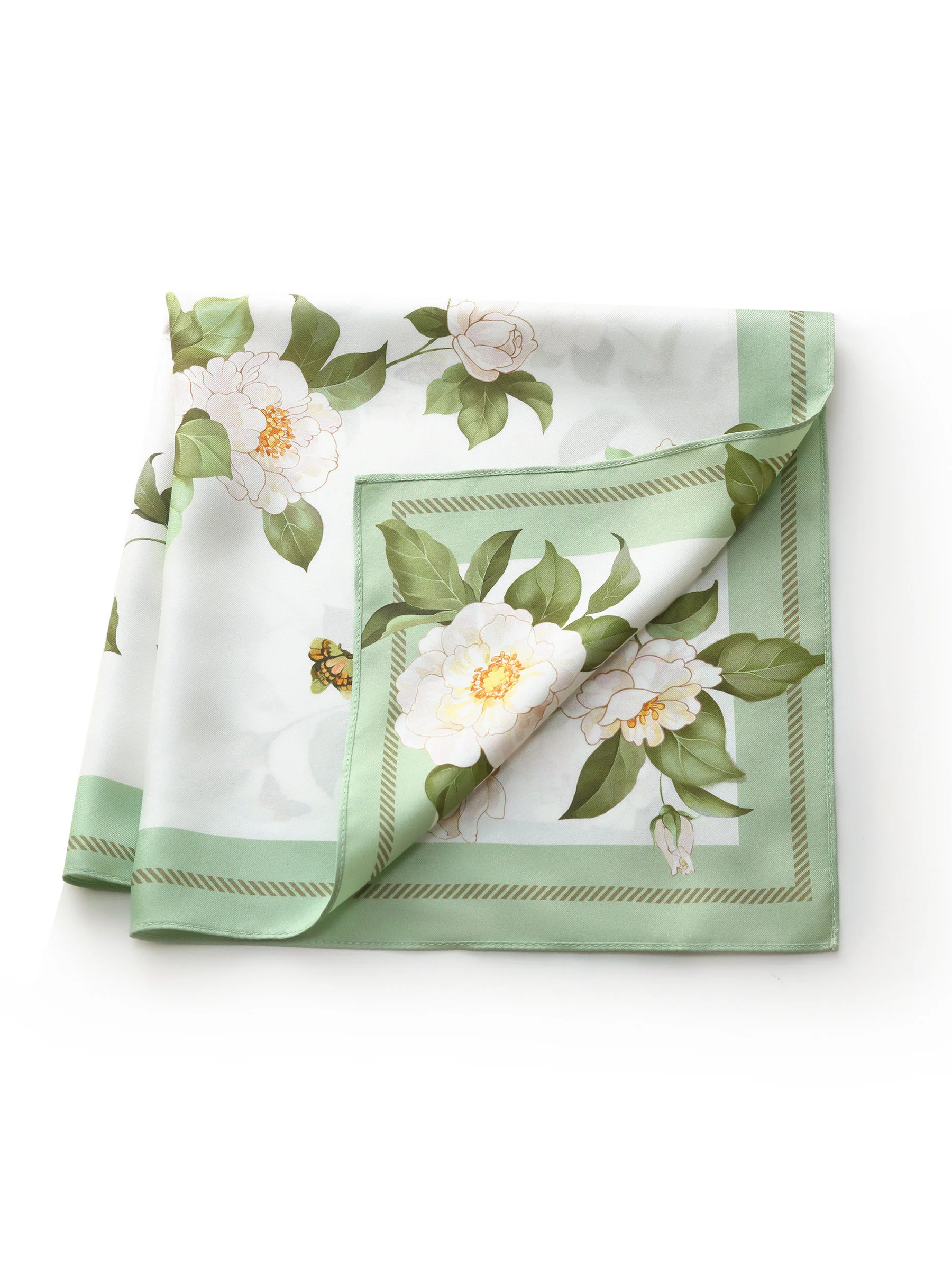 100% Mulberry Silk Rose Print Women Scarf - Image 6