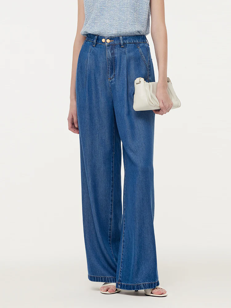 100% Tencel Denim Elastic Waist Women Jeans