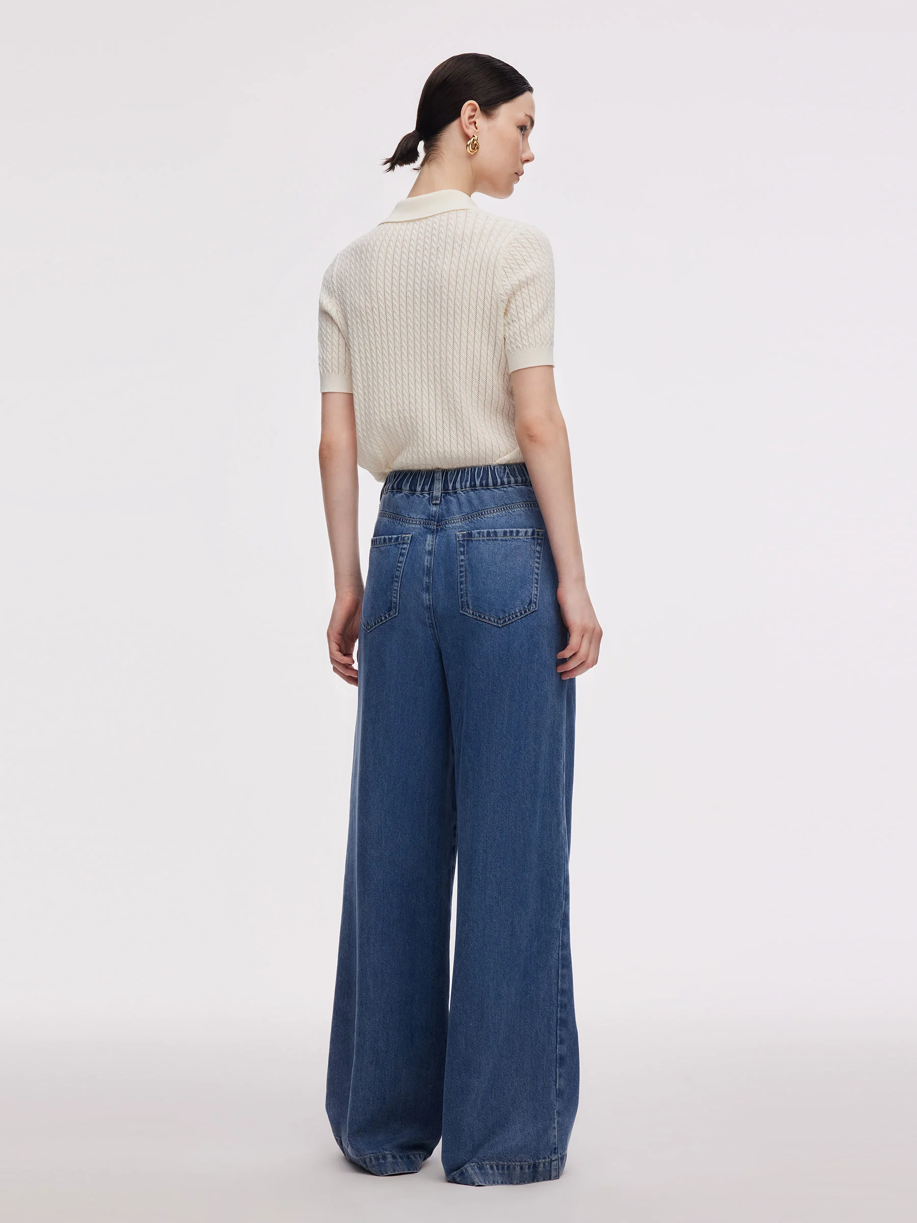 100% Tencel Denim Women Adjustable Waist Jeans - Image 3