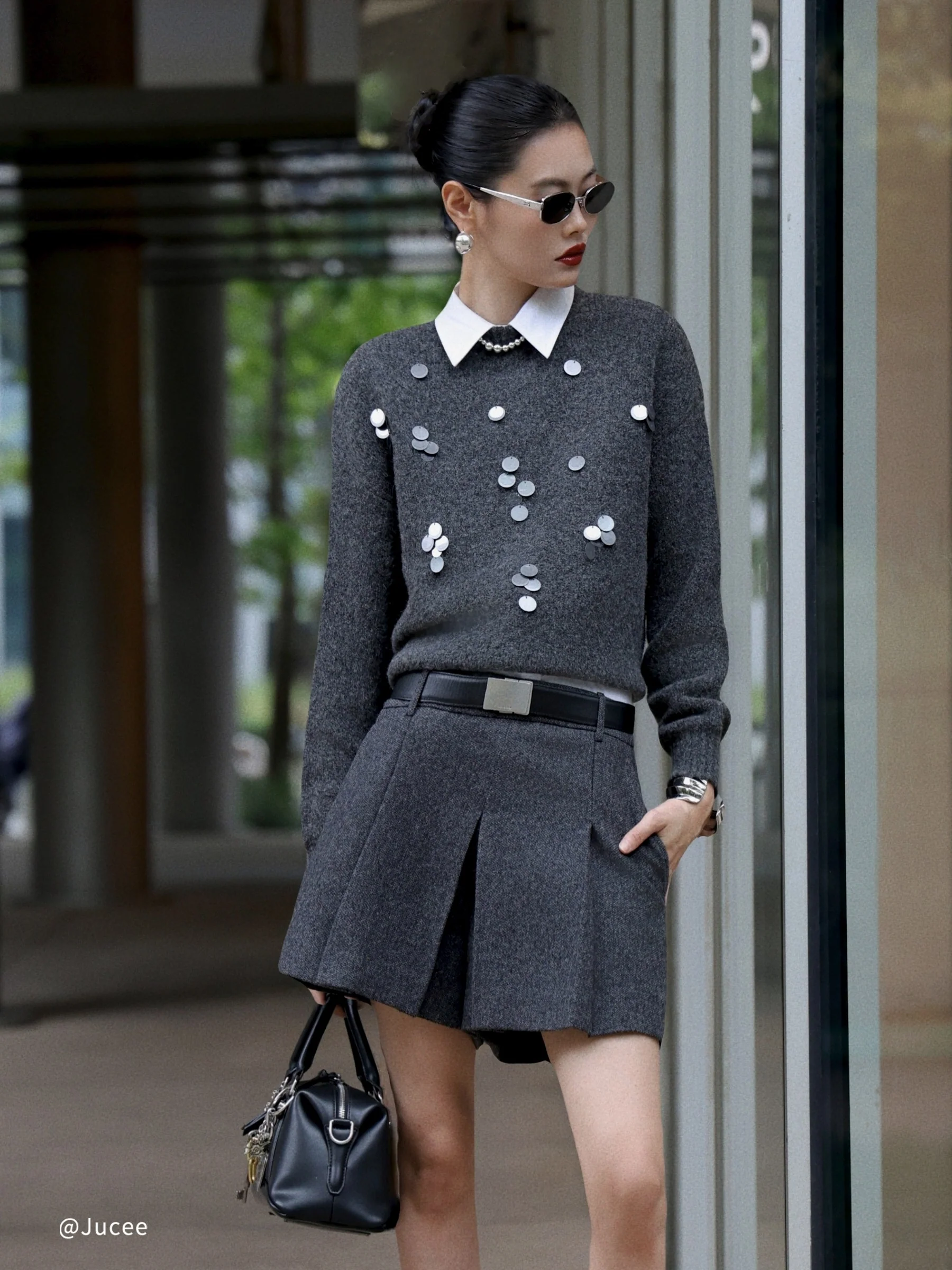100% Washable Wool A-Line Women Culotte Skirt - Image 7