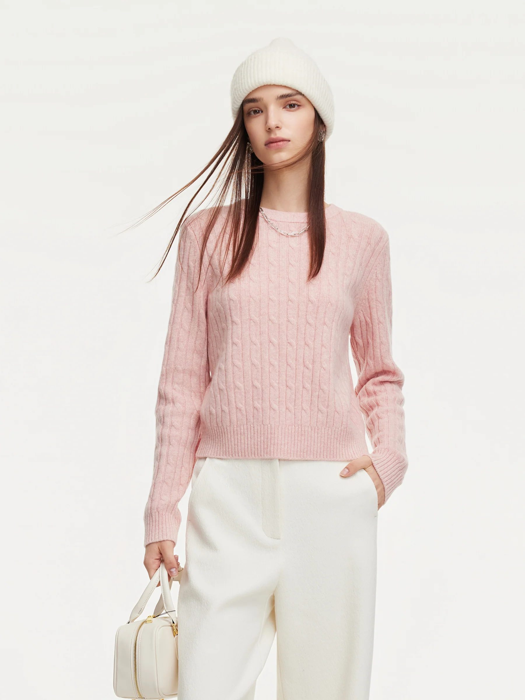 100% Wool Cable Knit Women Sweater