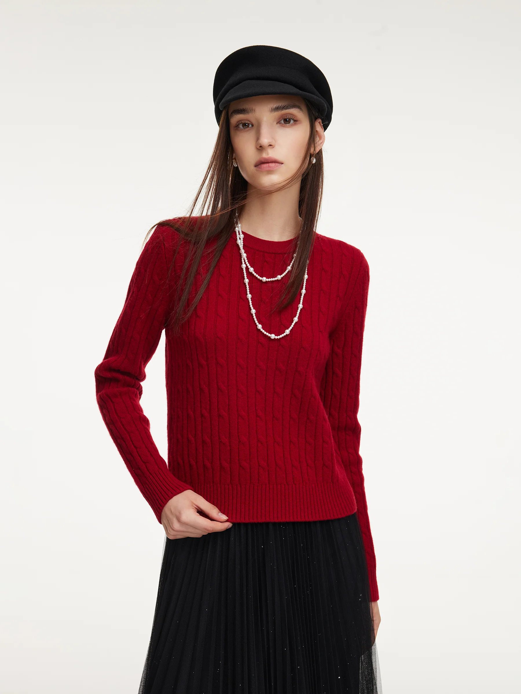 100% Wool Cable Knit Women Sweater - Image 2