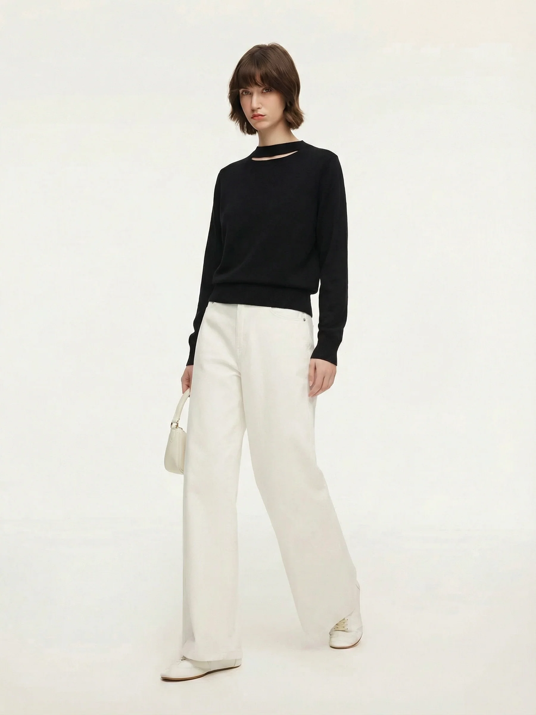 100% Wool Cut Out Women Sweater - Image 10