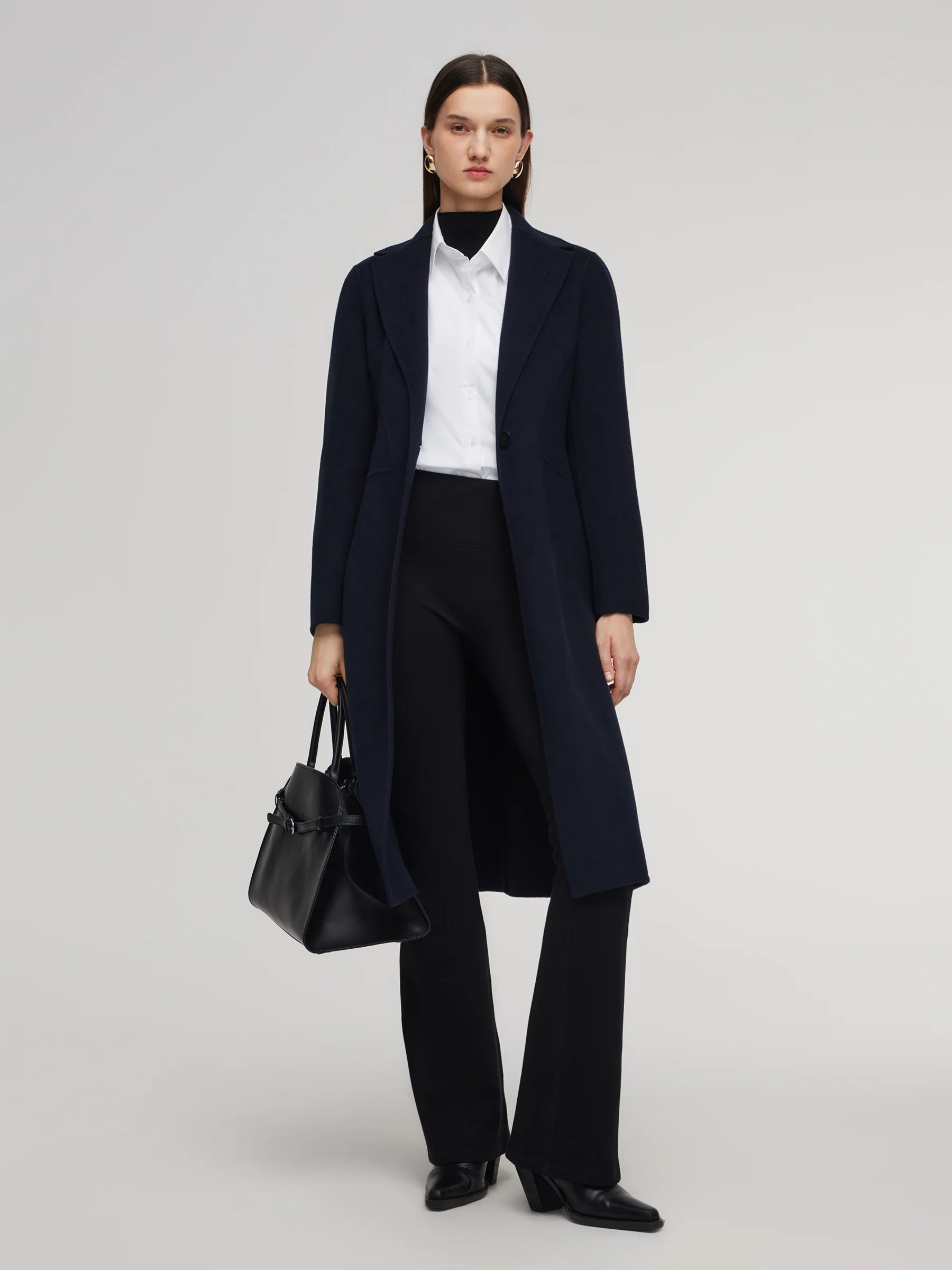 100% Wool Double-Faced Gathered Waist Women Overcoat - Image 2