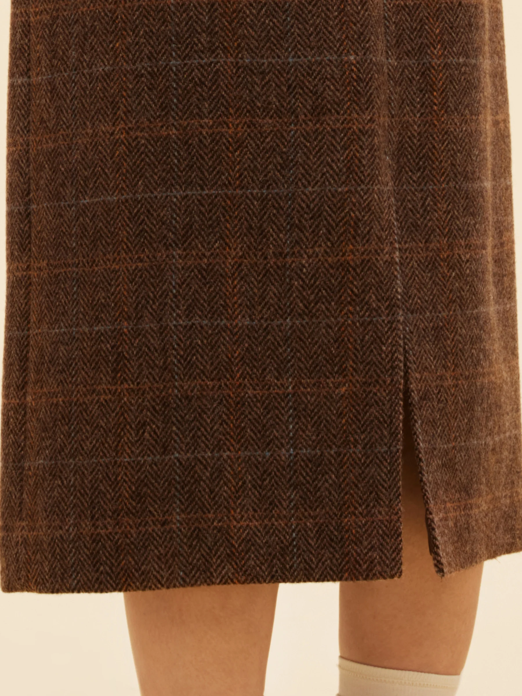 100% Wool Plaid Women Column Skirt - Image 6