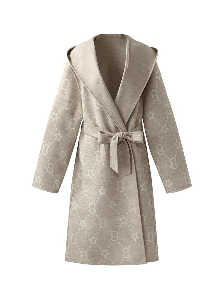 100% Wool Reversible Hooded Women Overcoat - Image 7