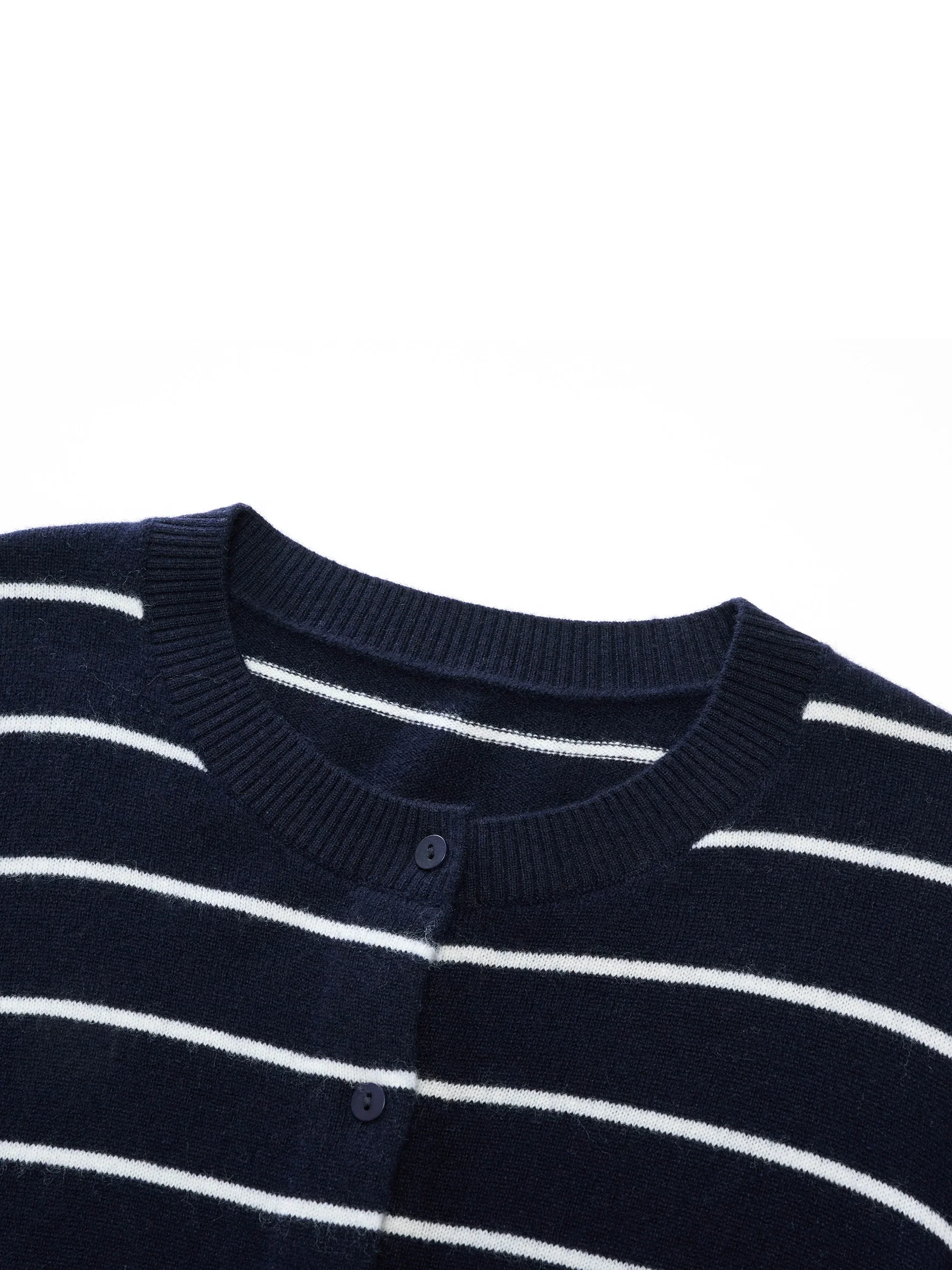 100% Wool Stripe Women Cardigan - Image 6