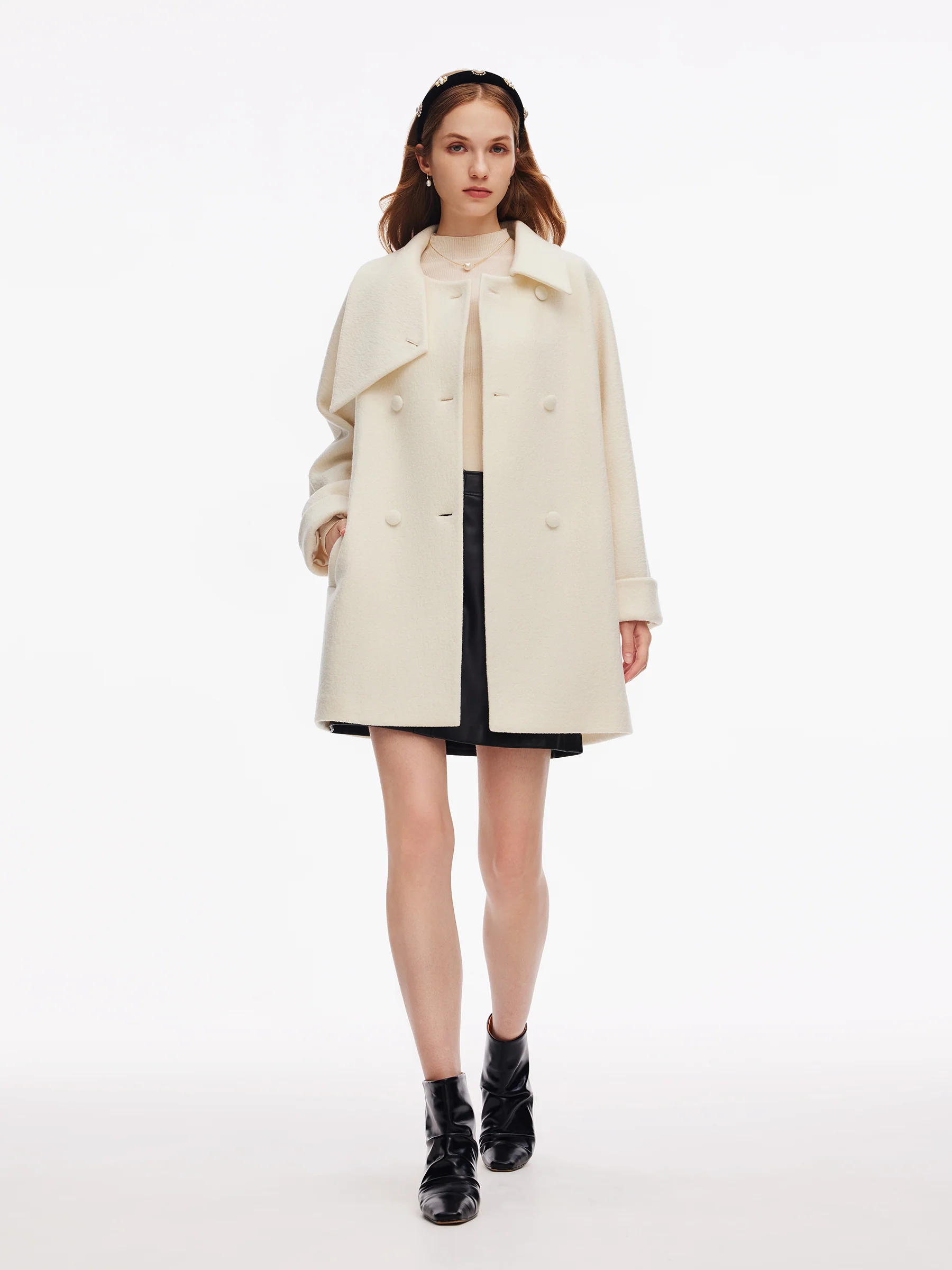 100% Wool Self-Tie Belt Women Coat - Image 3