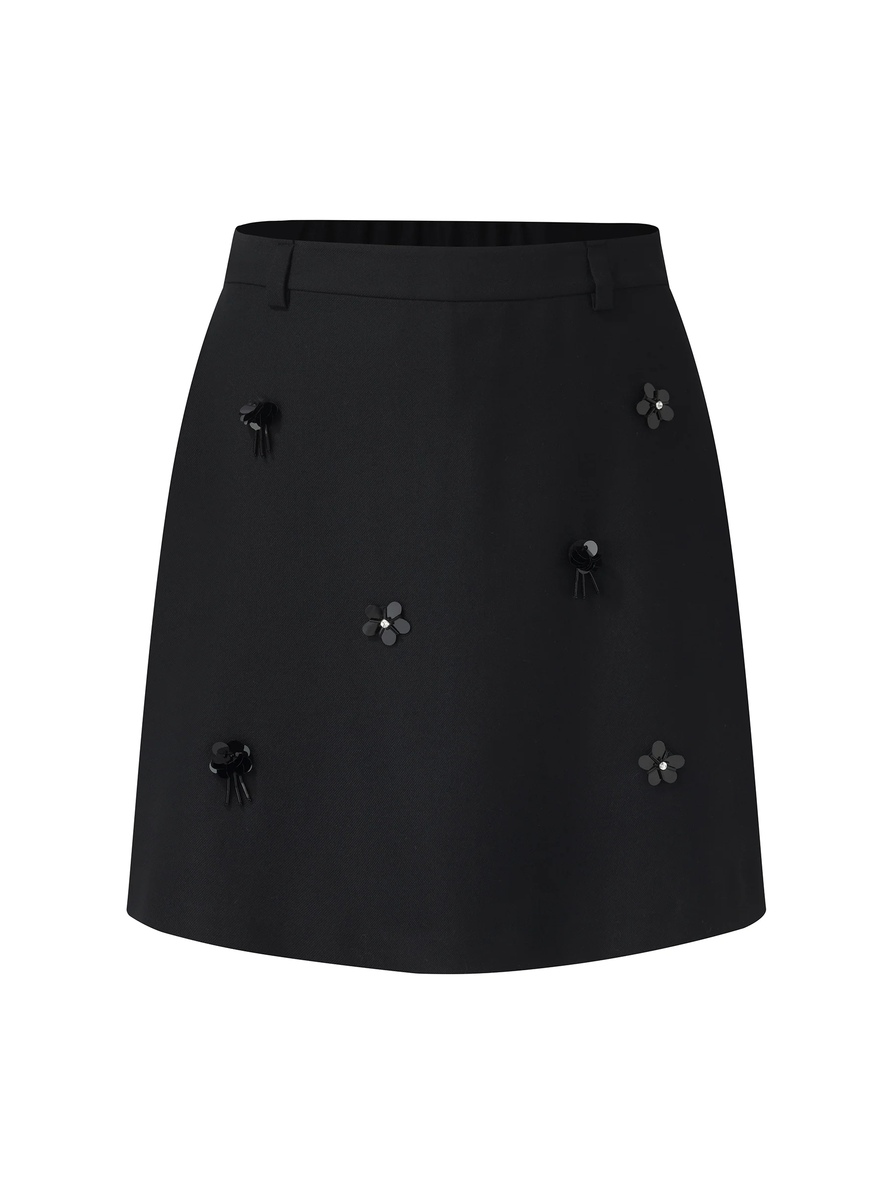 100% Worsted Wool Women Beaded Mini Skirt - Image 6