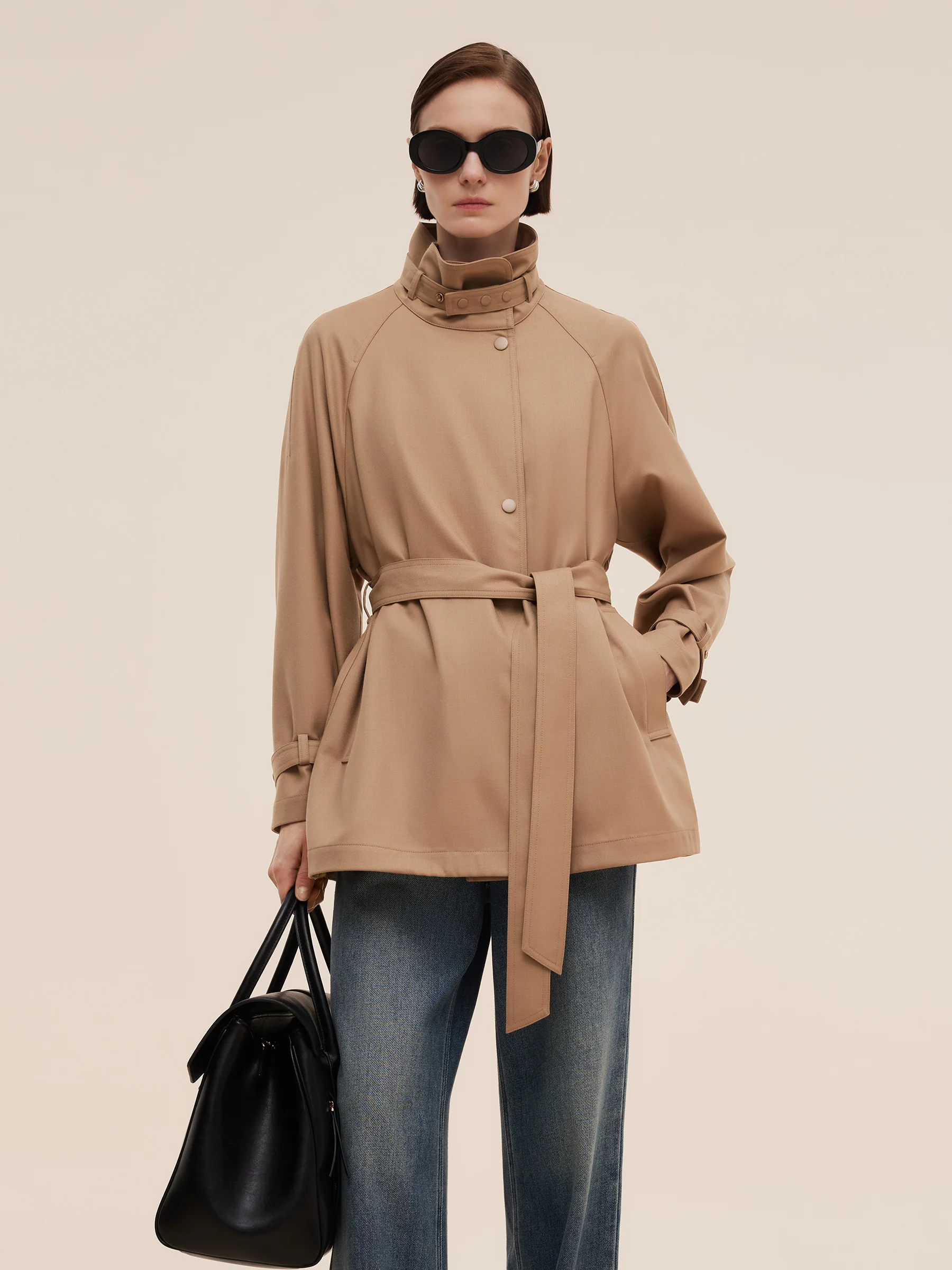 100% Worsted Wool Women Trench Coat