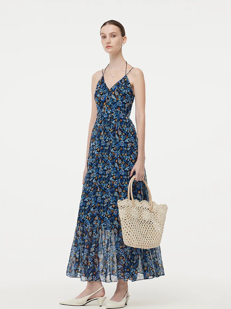 10MM Mulberry Silk Halterneck Slip Maxi Dress With Detachable Chest Pads - Image 2