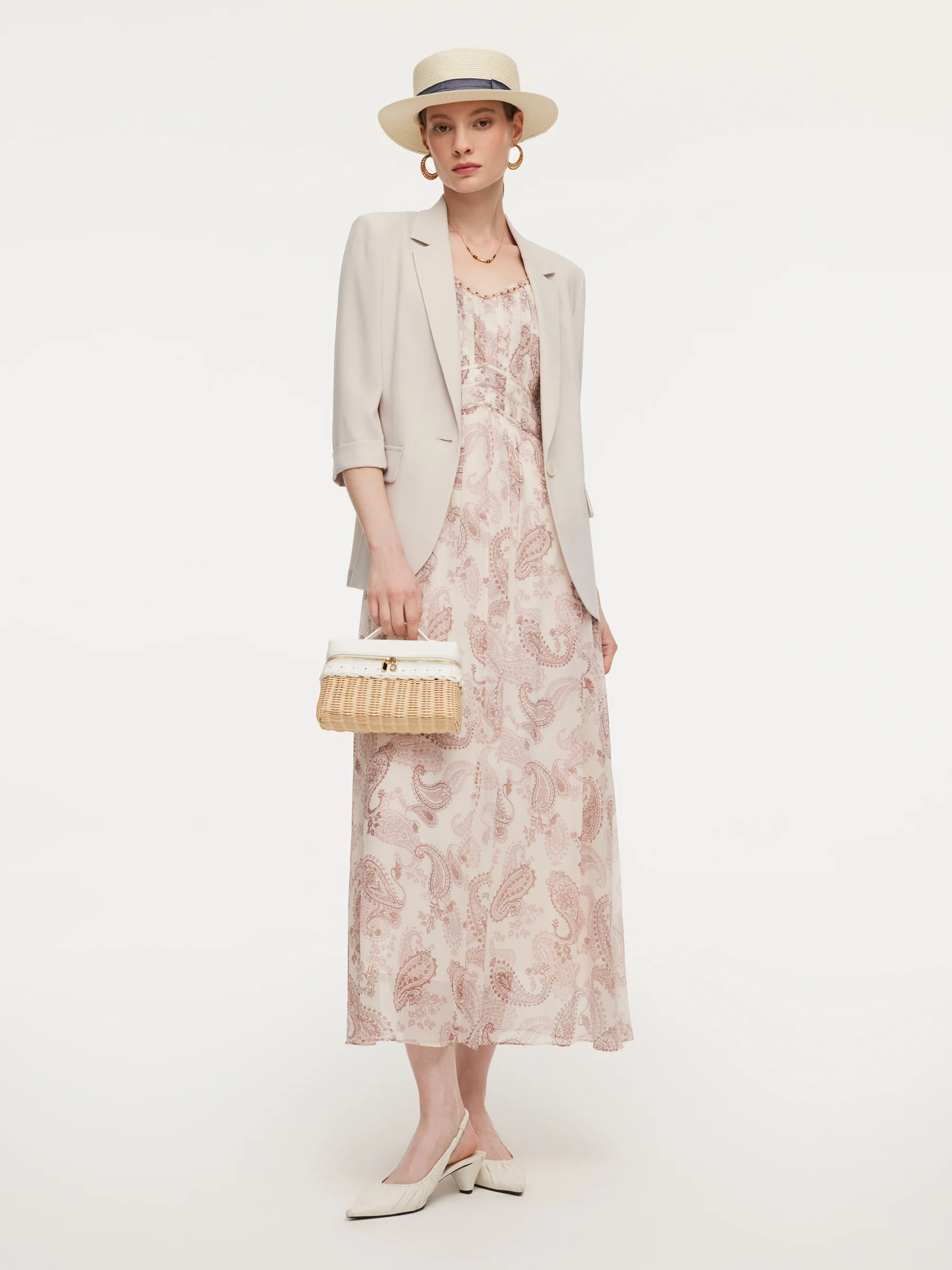 10MM Mulberry Silk Paisley Print Women Strap Maxi Dress - Image 6