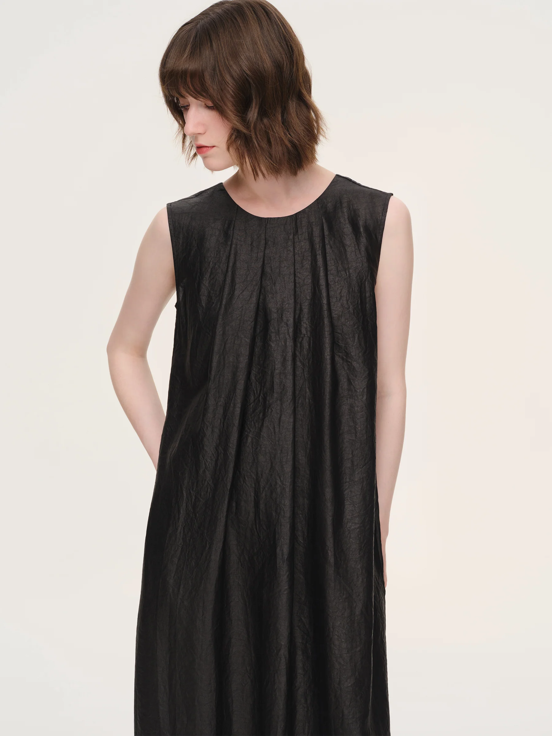 12MM Gambiered Canton Gauze Reversible Women Sleeveless Maxi Dress - Image 6