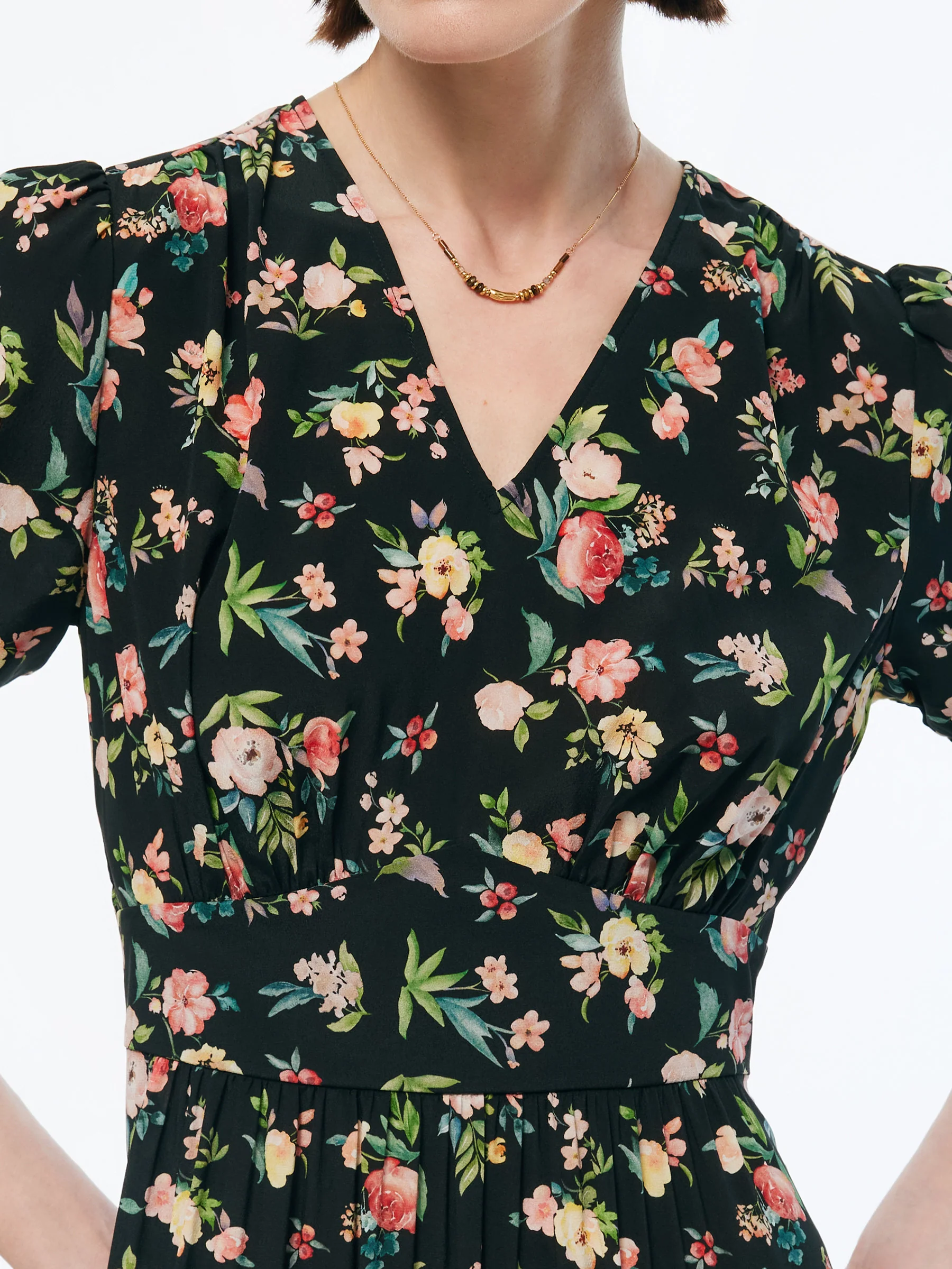 16MM Mulberry Silk Floral Print Women Puff Sleeve Maxi Dress - Image 5