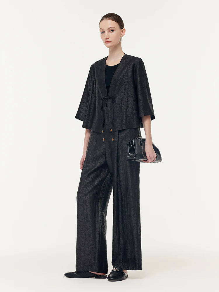 18 Momme Xiang Yun Silk Mandarin Button Women Crop Jacket - Image 2
