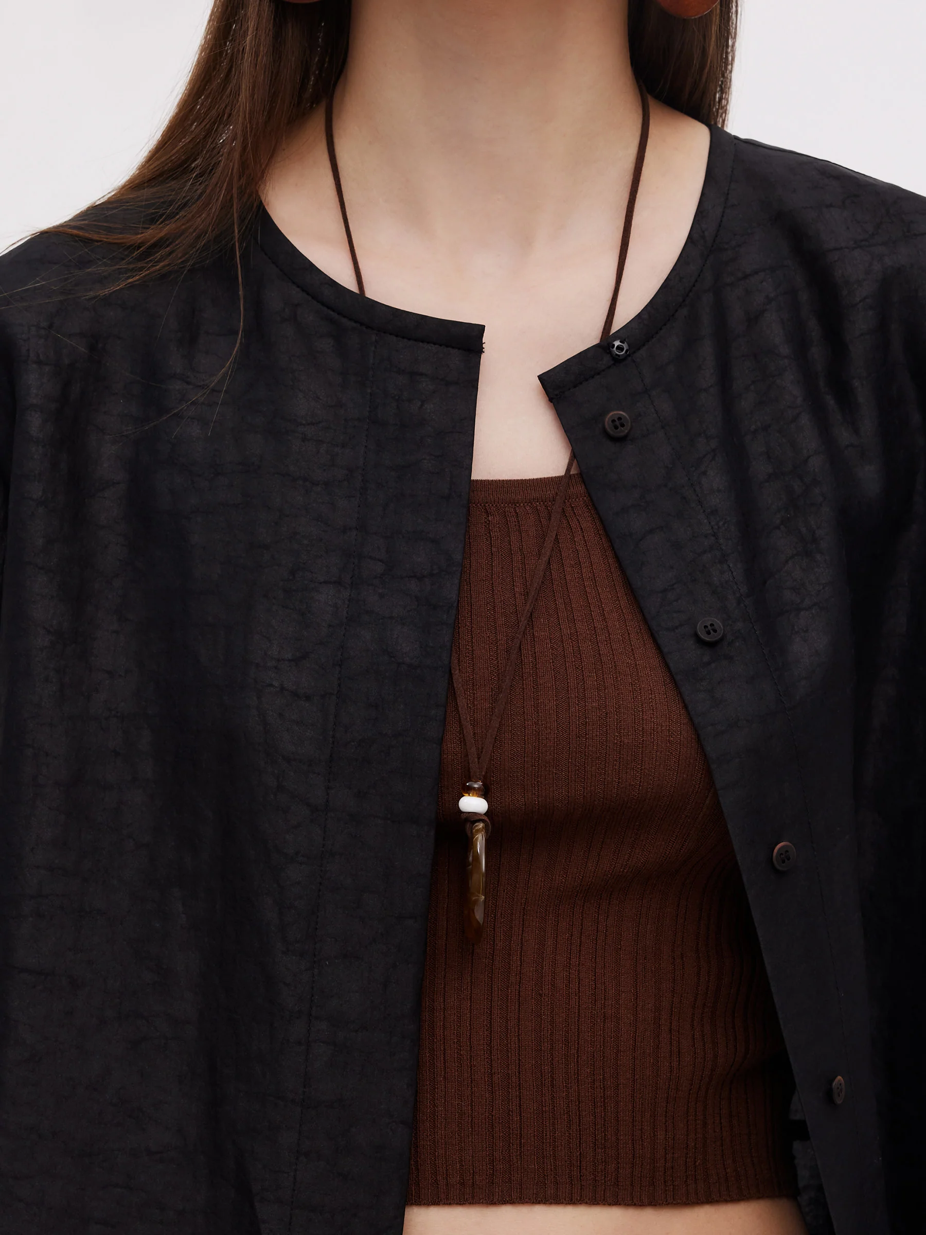 18MM Gambiered Canton Gauze Round Neck Women Shirt - Image 6