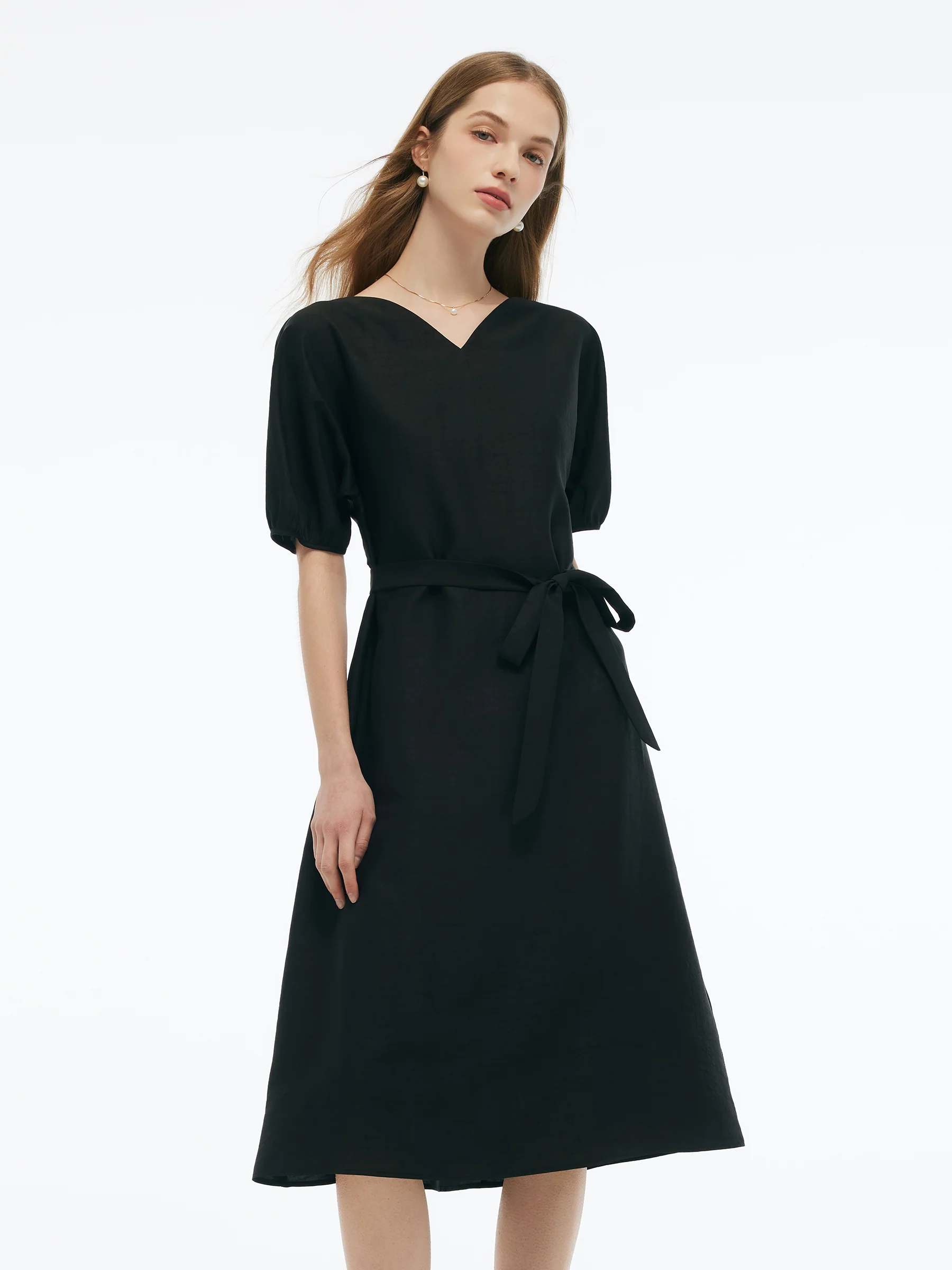 18MM Gambiered Canton Gauze Women Midi Dress - Image 5