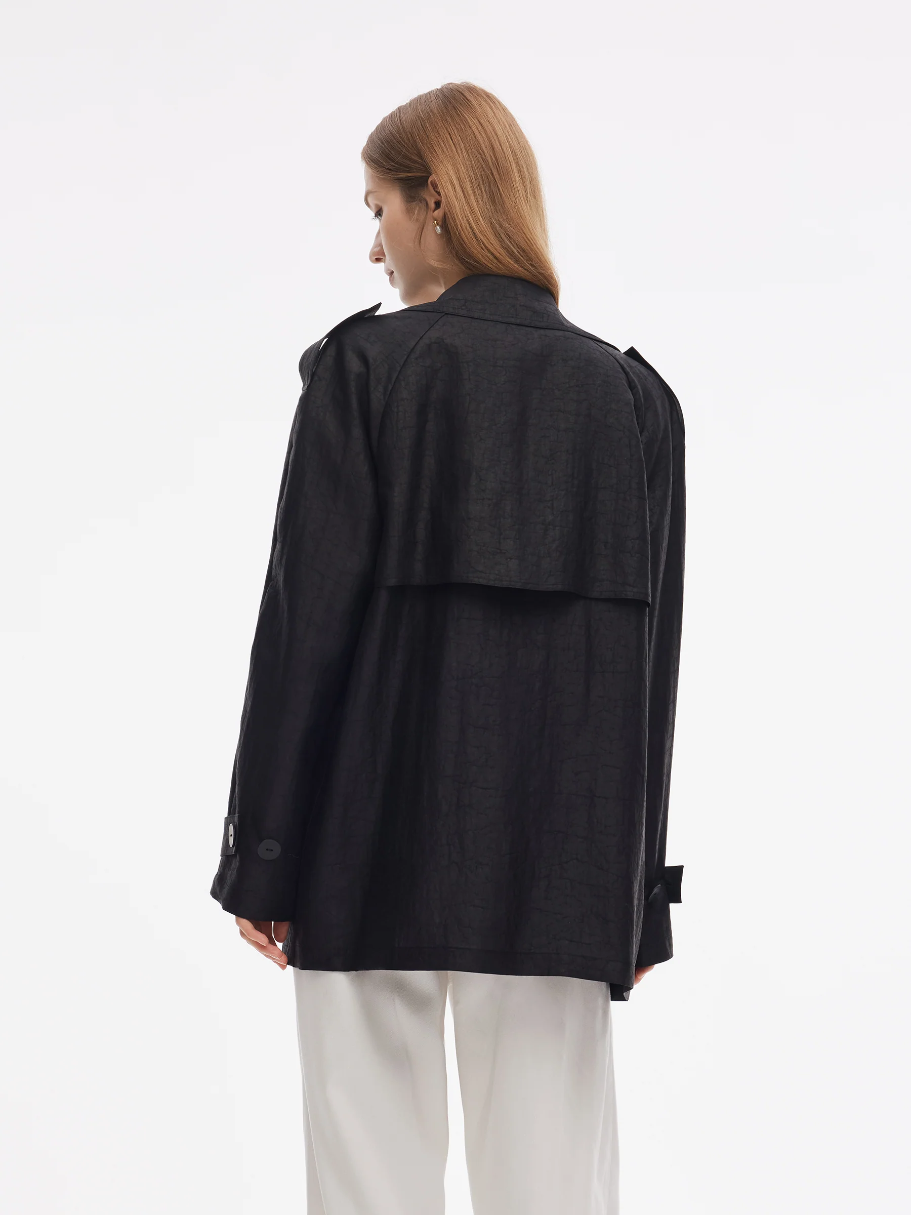 18MM Gambiered Canton Gauze Women Trench Coat - Image 3