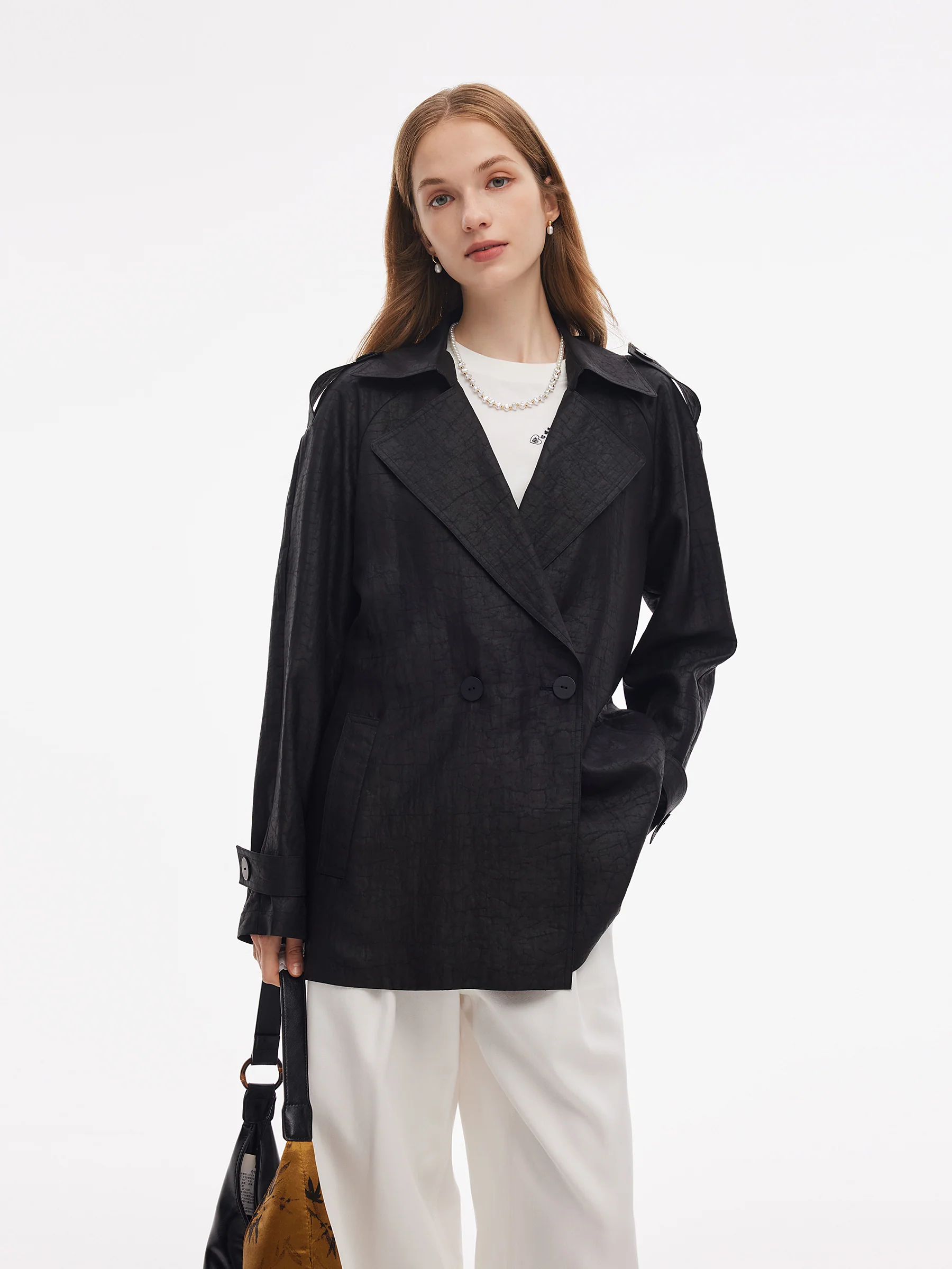18MM Gambiered Canton Gauze Women Trench Coat - Image 4