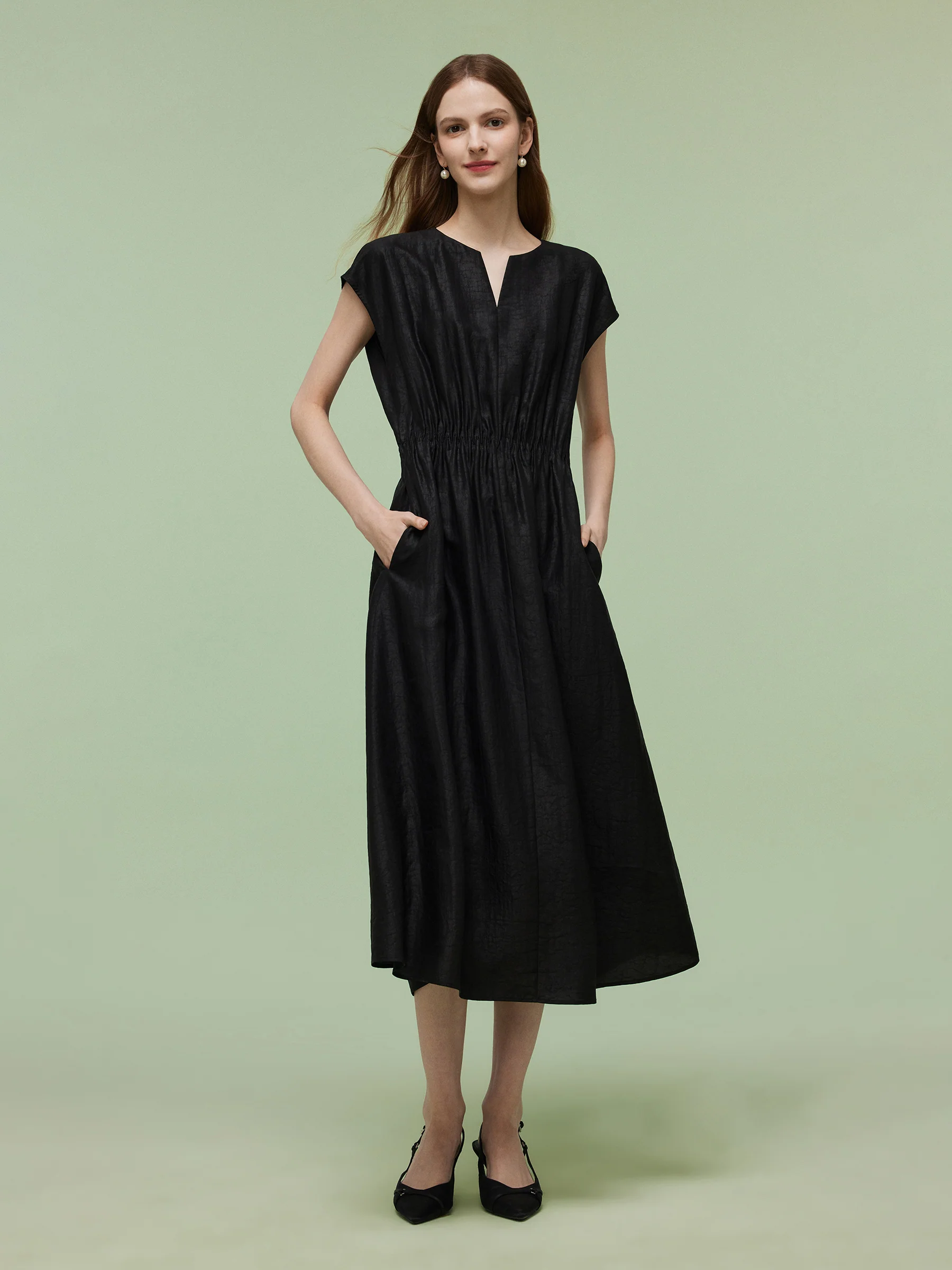 18MM Xiang Yun Silk Women Elastic Waist Maxi Dress - Image 2