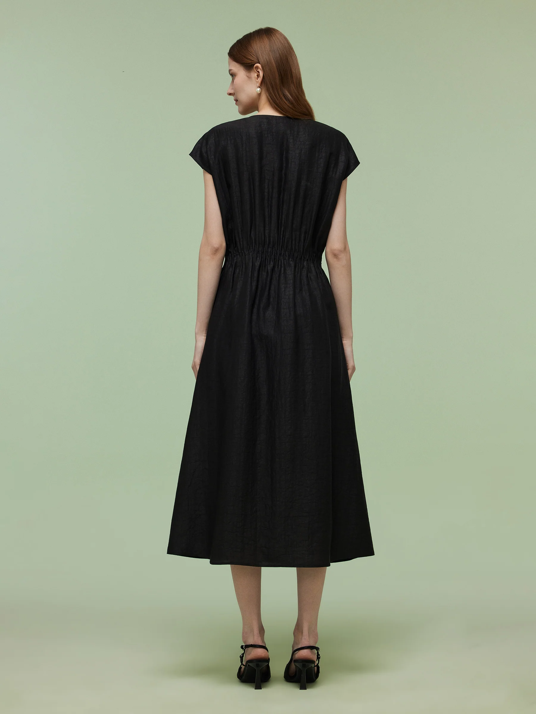 18MM Xiang Yun Silk Women Elastic Waist Maxi Dress - Image 3