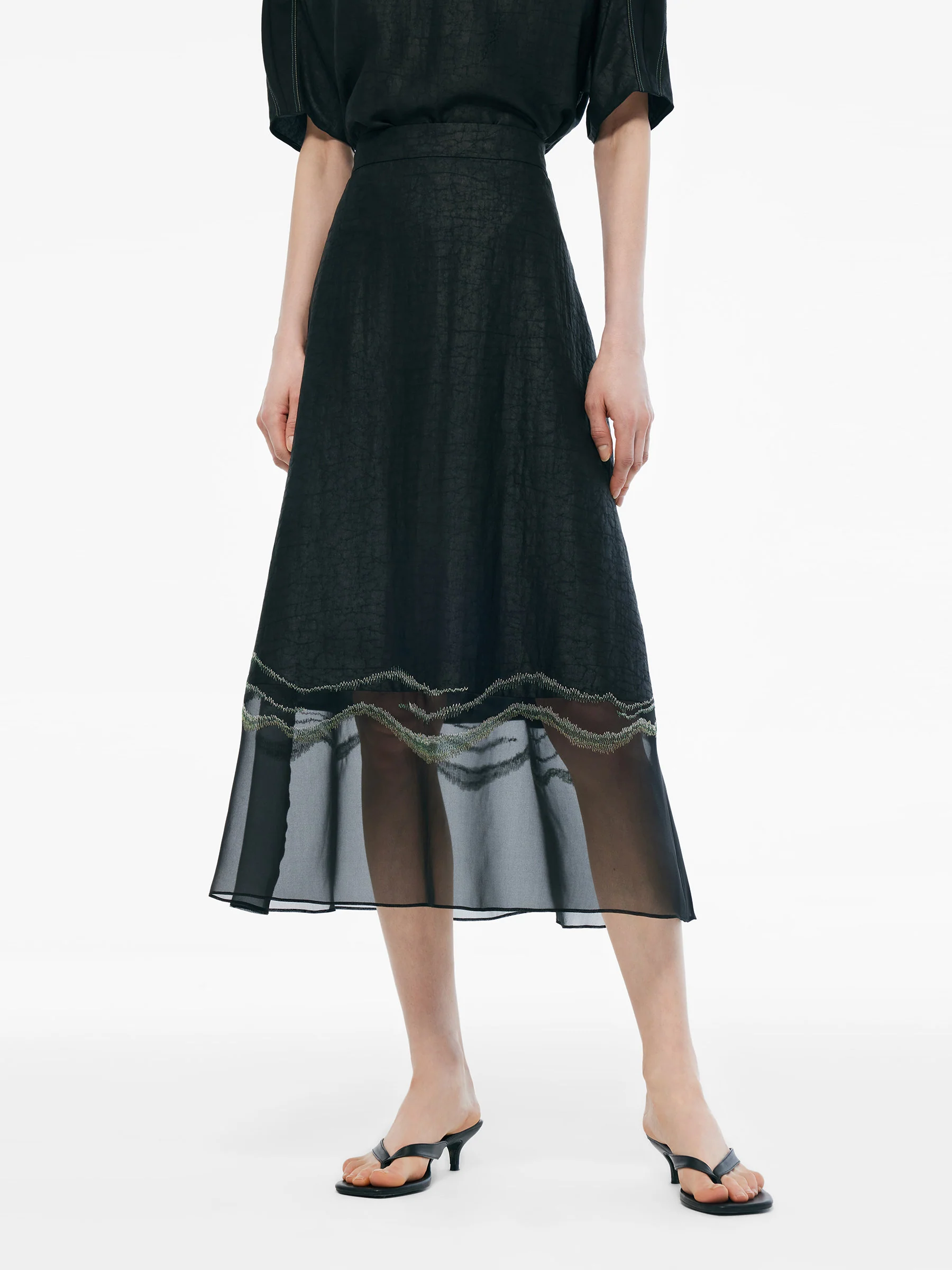 18MM Xiang Yun Silk Women Embroidered Skirt