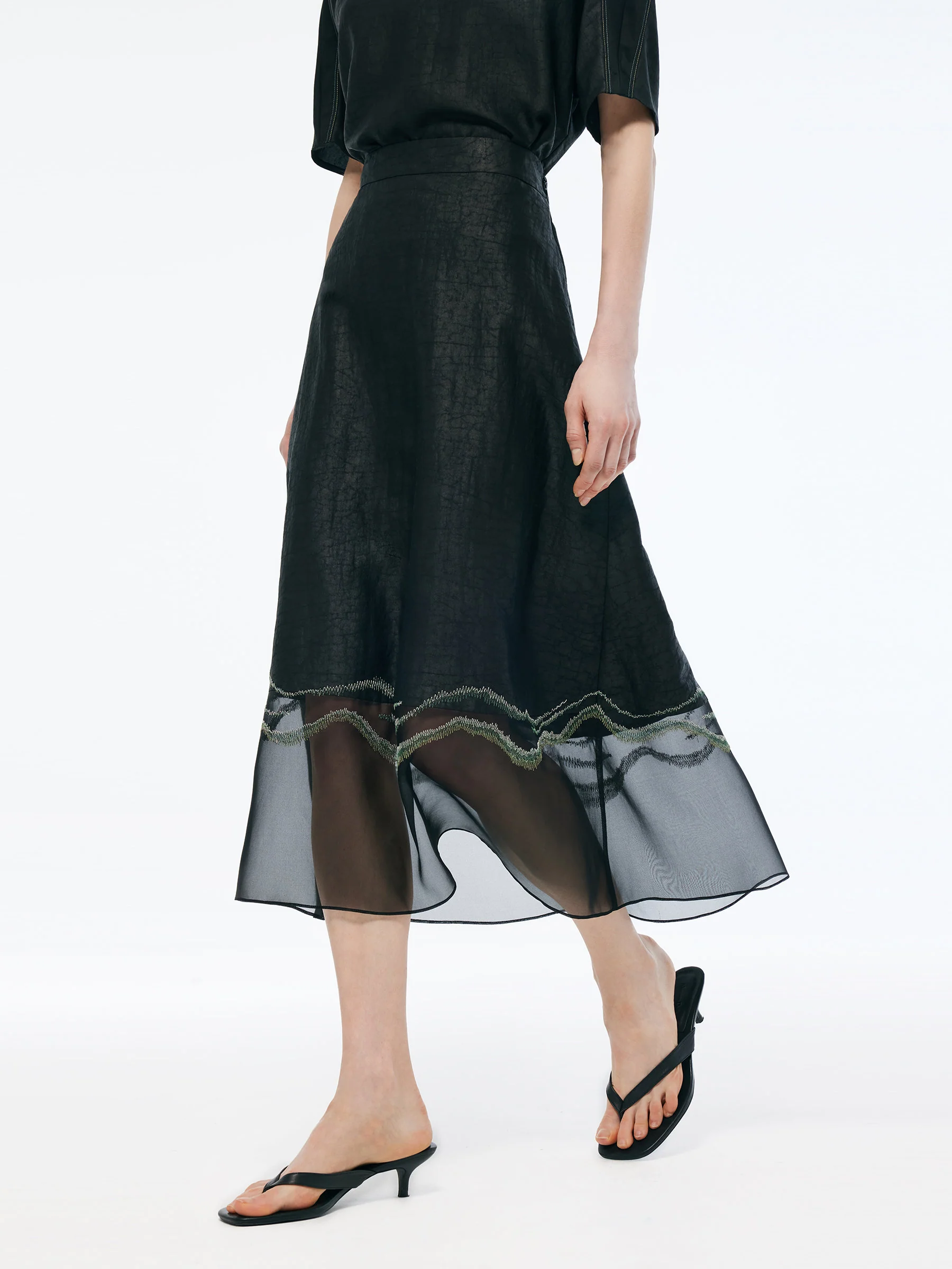 18MM Xiang Yun Silk Women Embroidered Skirt - Image 4