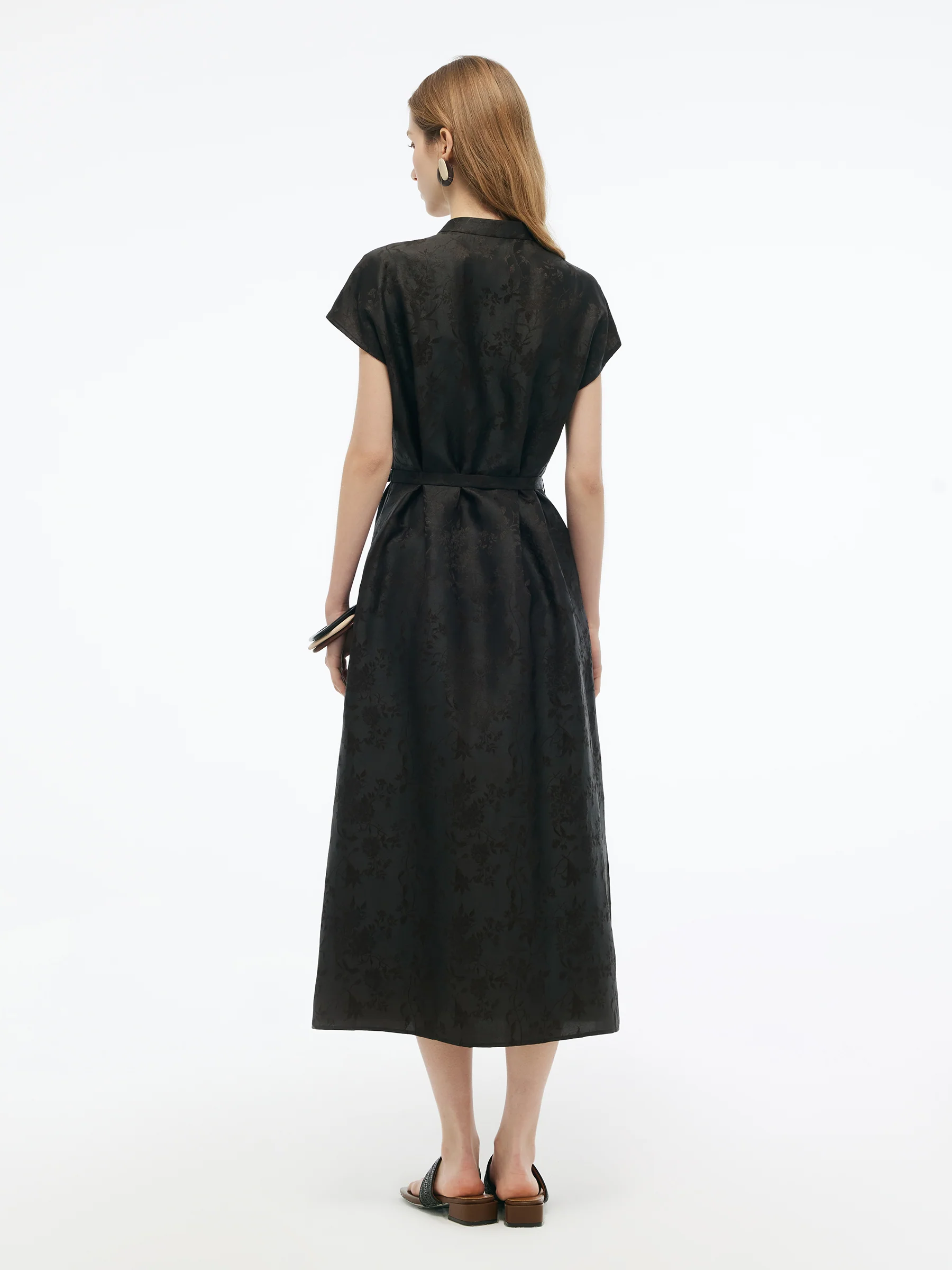 19MM Gambiered Canton Gauze Women Qipao Maxi Dress - Image 3