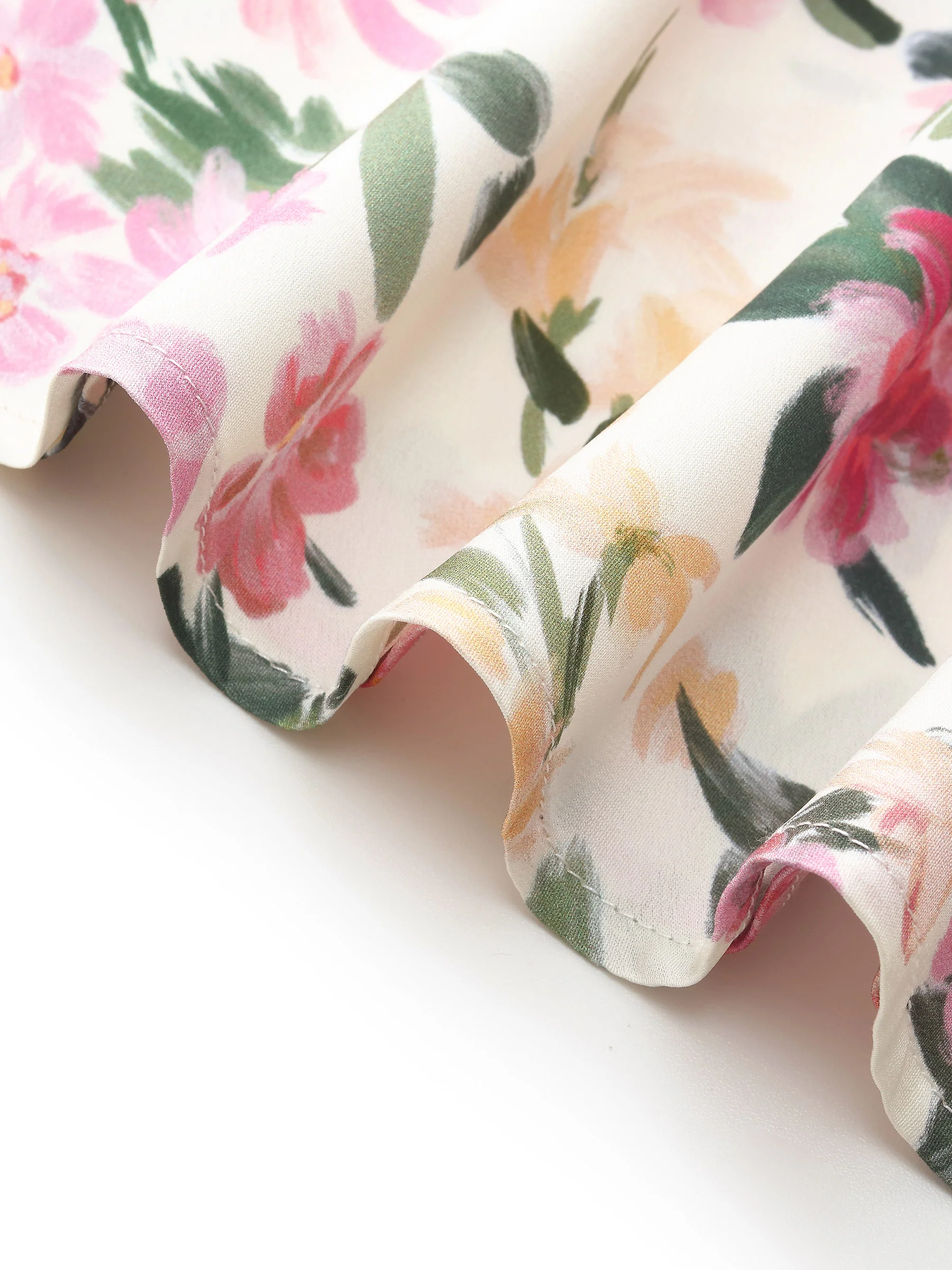 19MM Mulberry Silk Floral Print Side Twist Women Qipao Midi Dress - Image 10
