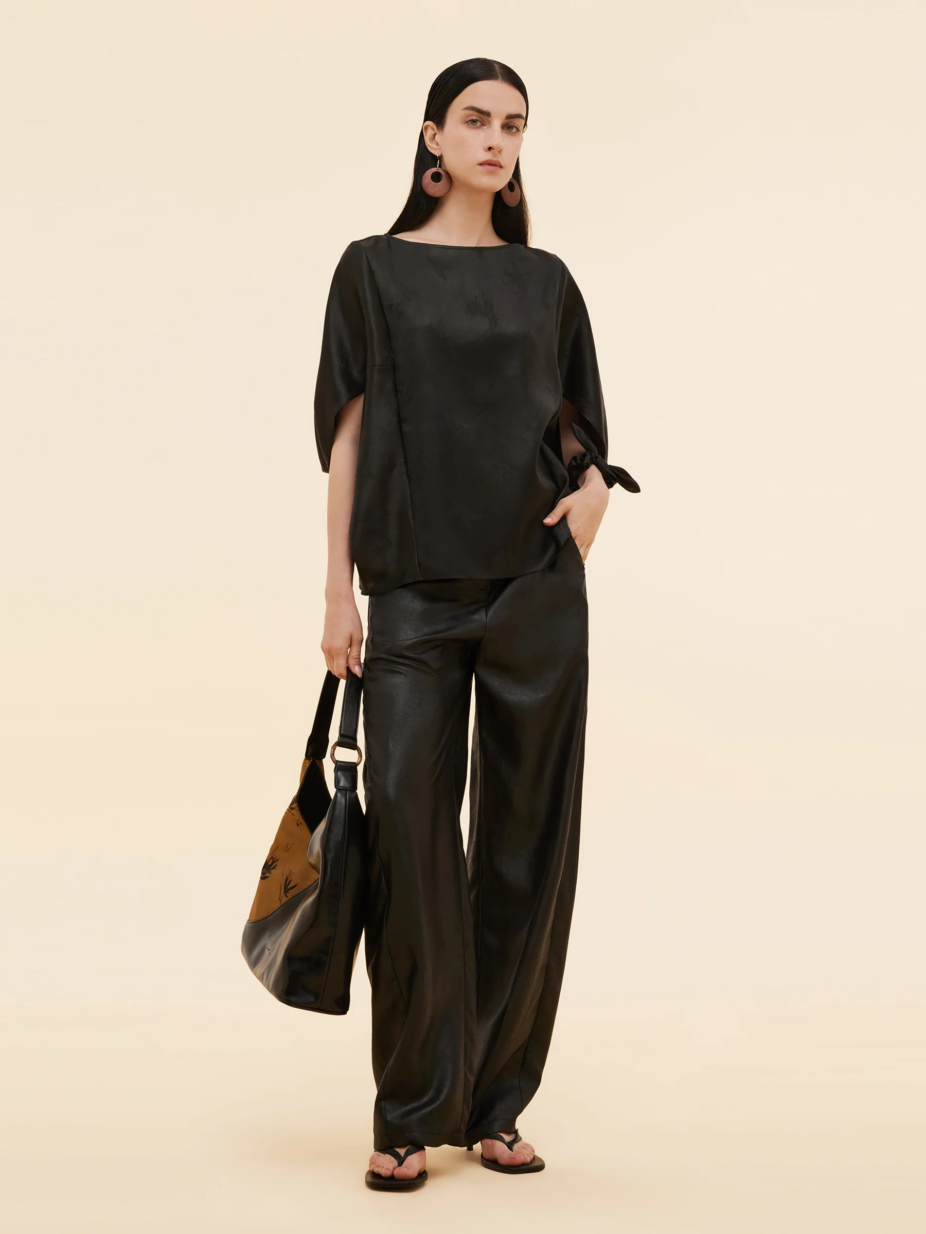 19MM Xiang Yun Silk Jacquard Boat Neck Women Cape Blouse - Image 2