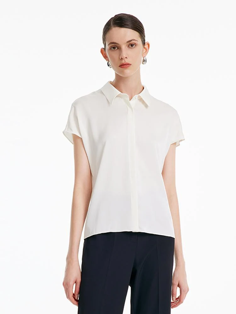 22 Momme Silk Short Sleeve Women Shirt - Image 3