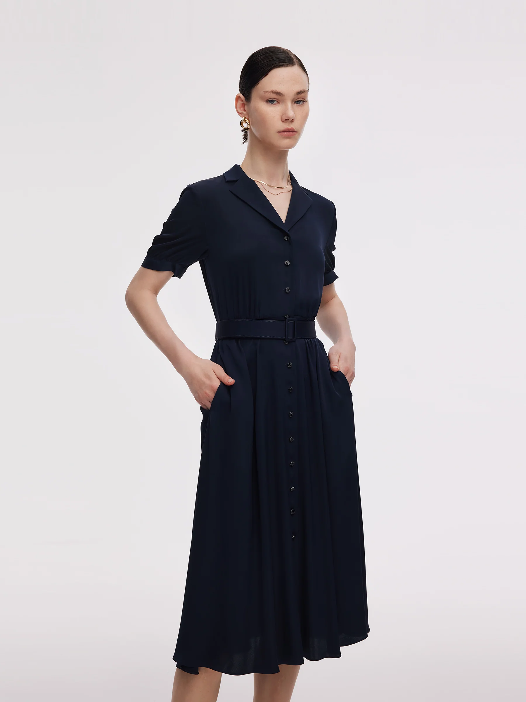 22MM Mulberry Silk Women Midi Dress With Belt - Image 5