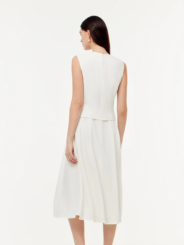 Acetate Faux Two-Piece Women Sleeveless Midi Dress - Image 4