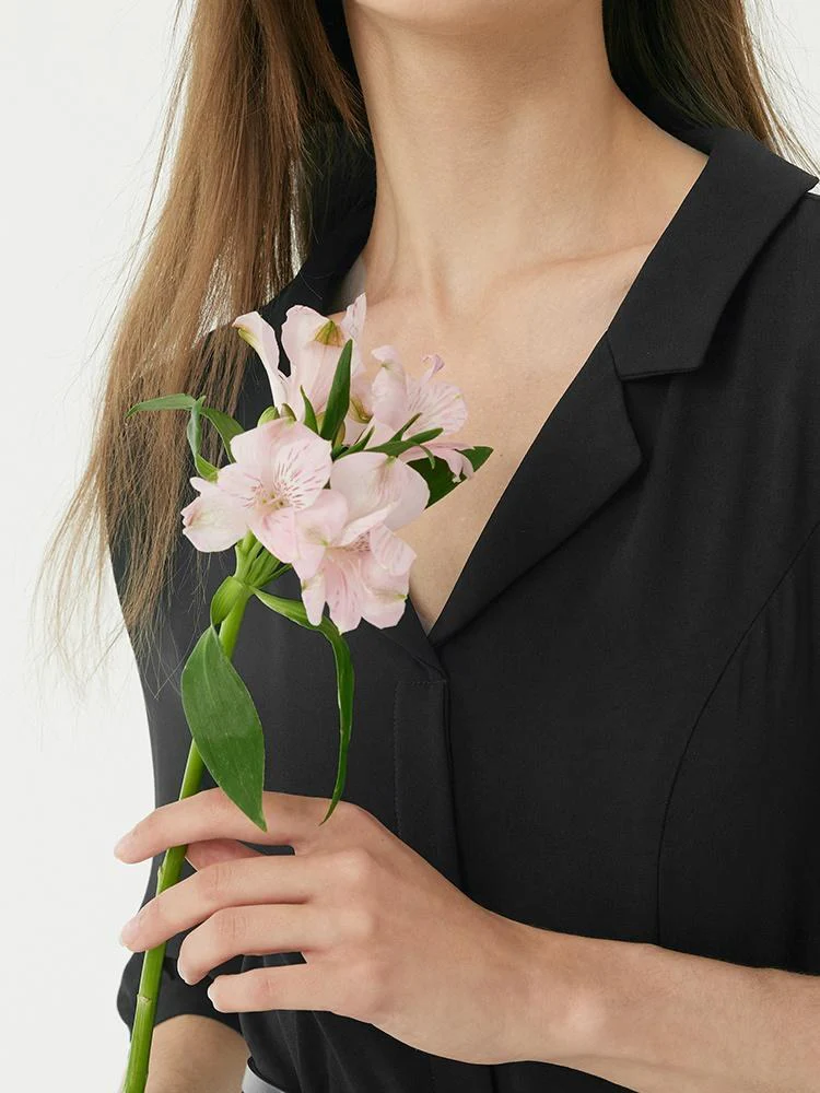 Black Gathered Waist Midi Dress - Image 5